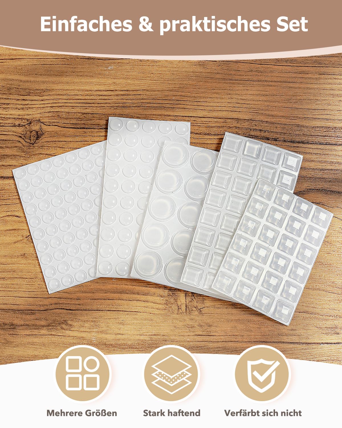 VABNEER Ammortizzatore di Colpi in Silicone Trasparente Autoadesivo Gommini Paracolpi per Porte, Mobili, Cassetti, Armadietti (226, 8-19.8mm)