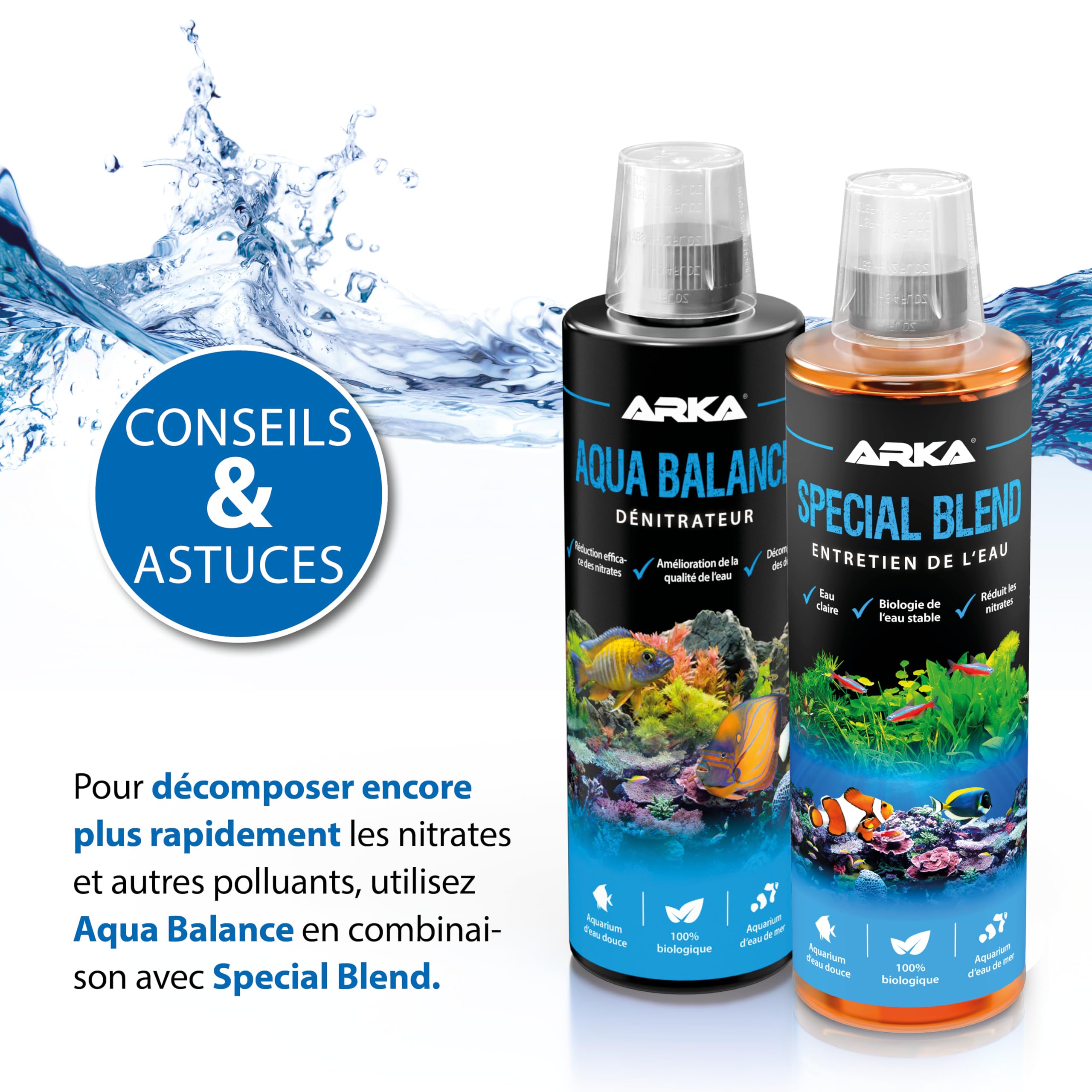 MICROBE-LIFT Aqua Balance - Nettoie l'aquarium, réduit Le Nombre de changements d'eau, élimine Le Nitrate, Eau Douce et Eau de mer