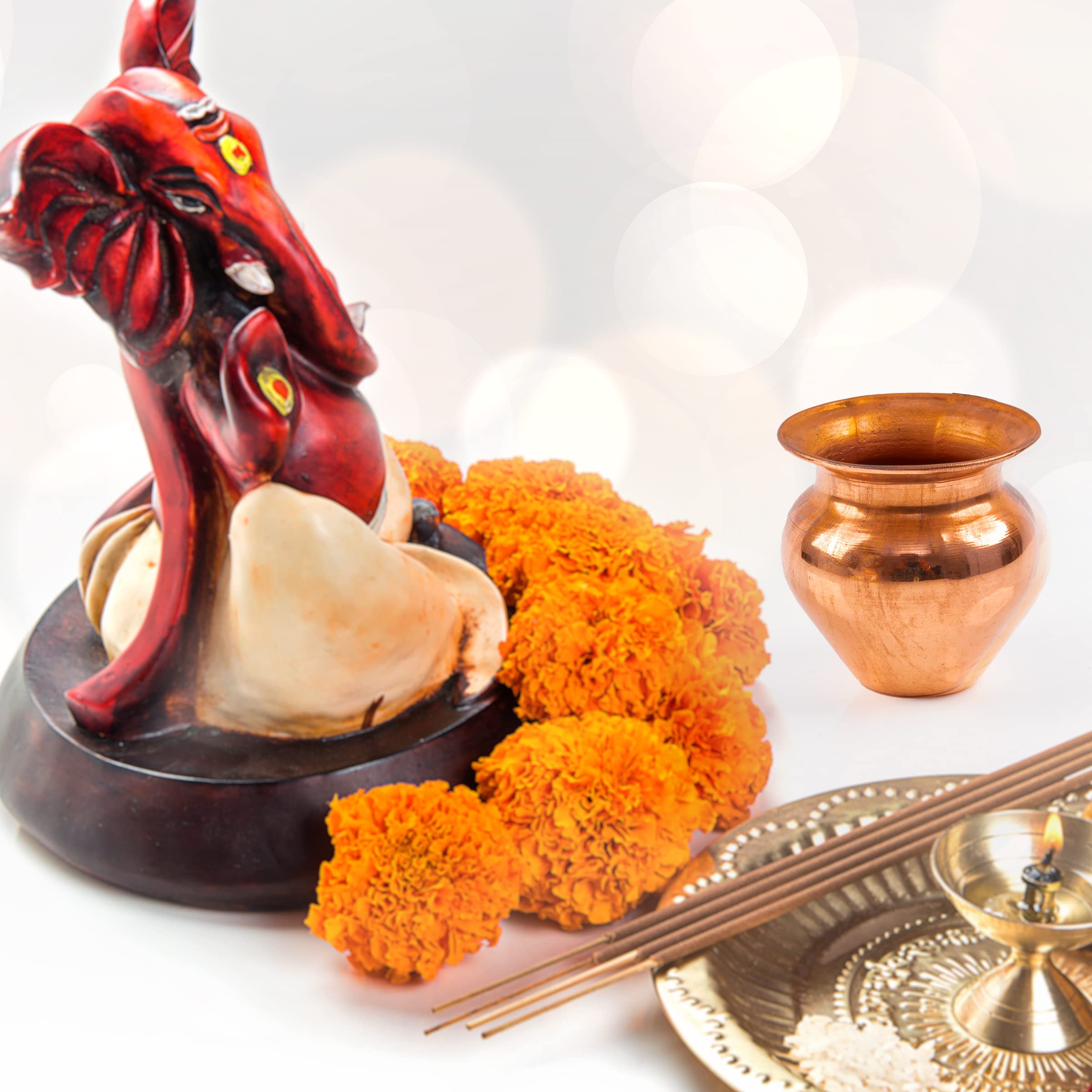 Kalash Lota Pooja Pot Vessel for Worship Purpose Essential Article for Temple Home Office Diwali Festival Decoration and Gifting (Copper Lota - Image 2