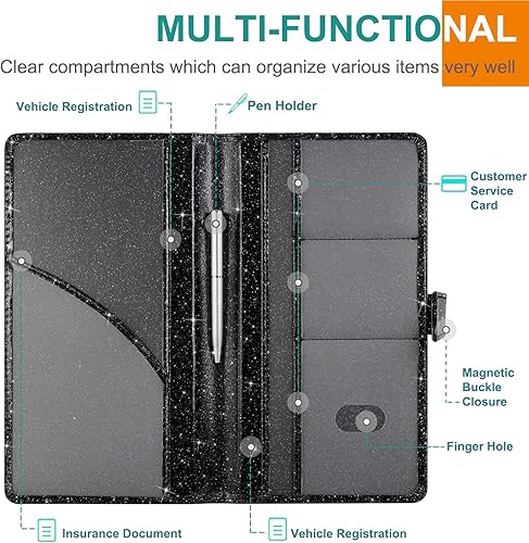 Miniatura 2 de RSAquar Soporte para registro y seguro de automóvil, organizador de guantera para identificación, tarjetas de licencia de conducir y documentos