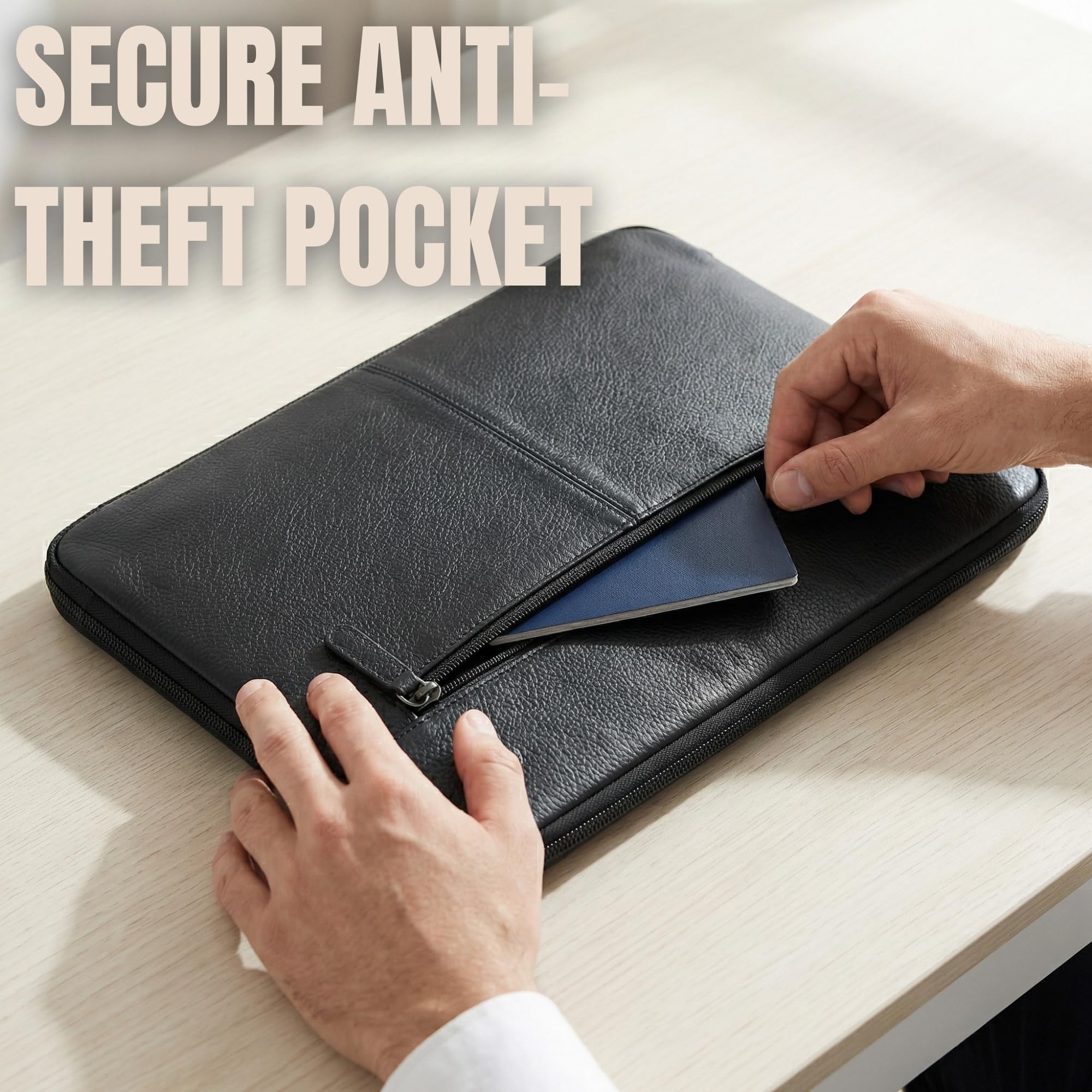 STILORD Clarity Funda para Portátil 15-16 Pulgadas Cuero Maletín Delgado Acolchado Correa Extraíble Bolsa Laptop Piel Negro