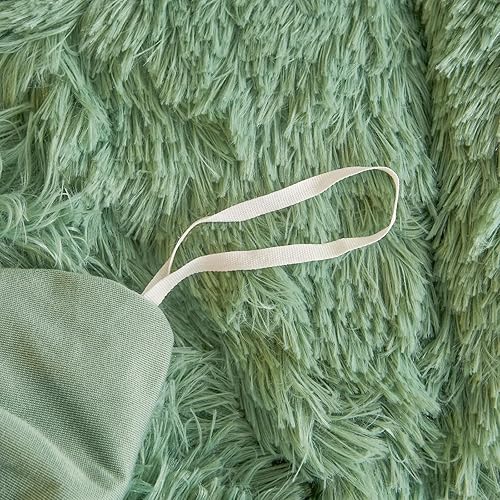 Miniatura 245 de Juego de funda de edredón rosa esponjosa tamaño Queen – Juego de ropa de cama de felpa de pelo sintético rosa de 3 piezas