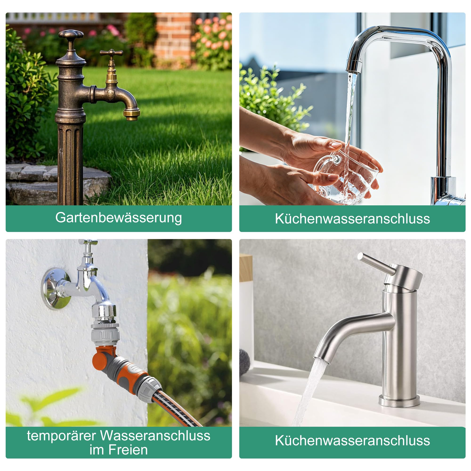 2er-Set Universal-Wasserhahnadapter – Messing, In Produktbild-Vorschau 5