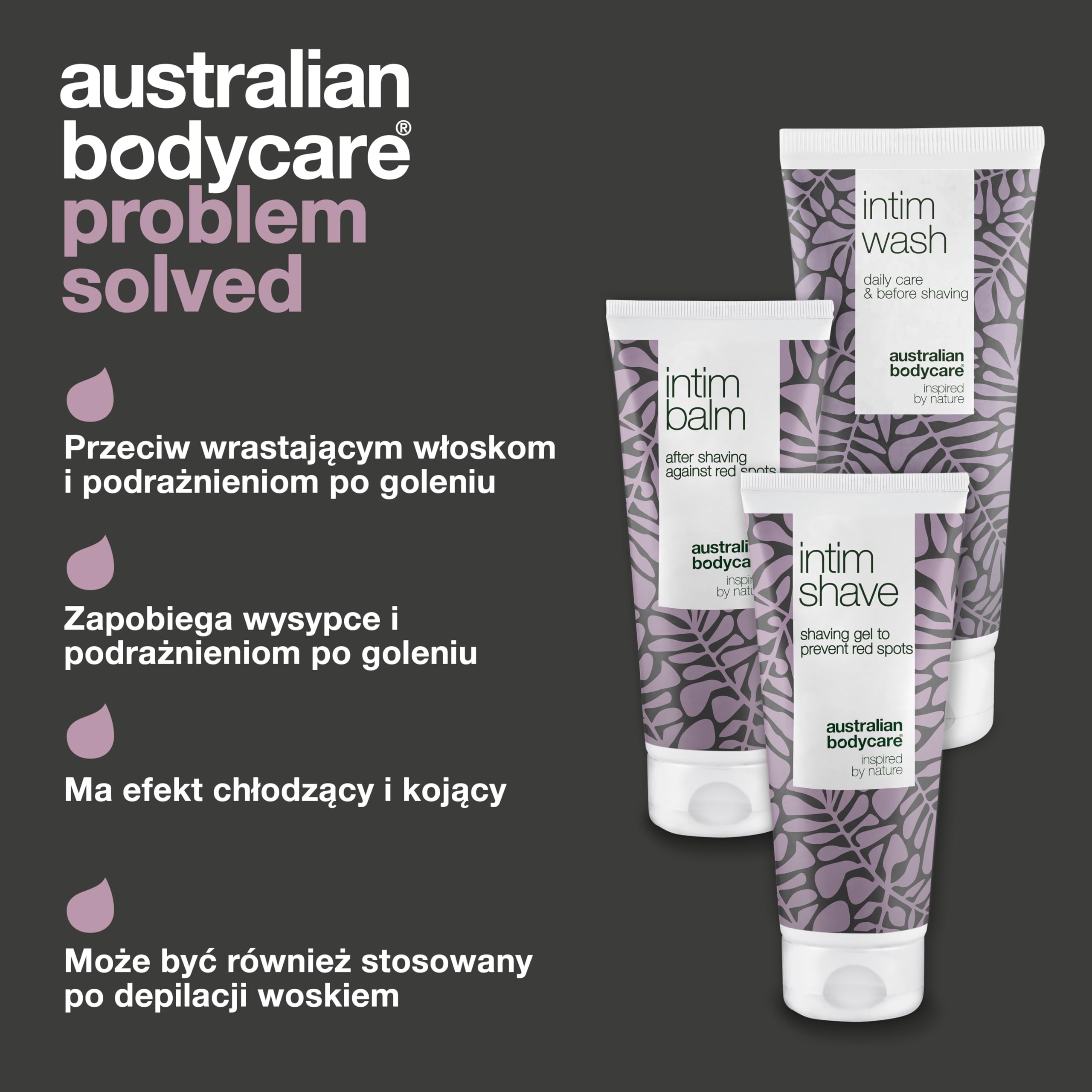 Australian Bodycare Intim Shaving - zestaw | Pozbądź się wyprysków i wrastających włosów po goleniu | Z 100% Olejkiem z Drzewa Herbacianego | Intim Wash 200ml, Intim Shave 100ml, Intim Balm 100ml