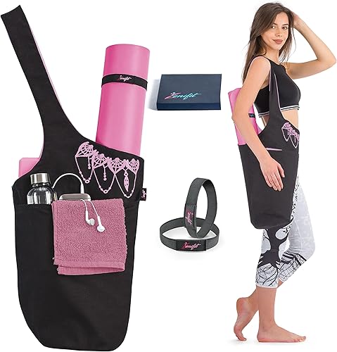 Miniatura 13 de Bolsa para esterilla de yoga: bolsa de yoga versátil con correas para alfombrilla y bolsillos de almacenamiento, sostiene esterillas de yoga y