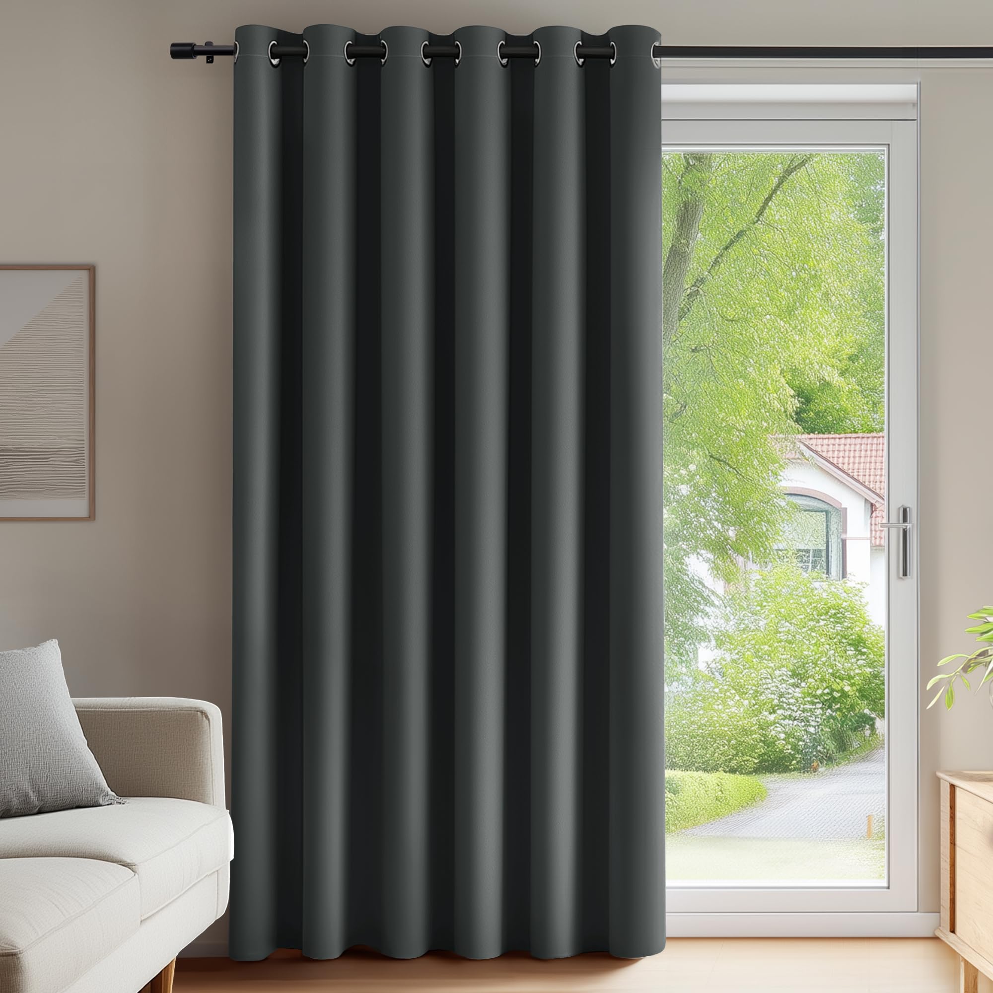 Deconovo Tenda Oscurante da Interno, Termica Isolante, Anti-Rumore, con Anelli, Ideale per Camera da Letto e Soggiorno, 200x245 CM, Grigio Scuro 1 Pezzo