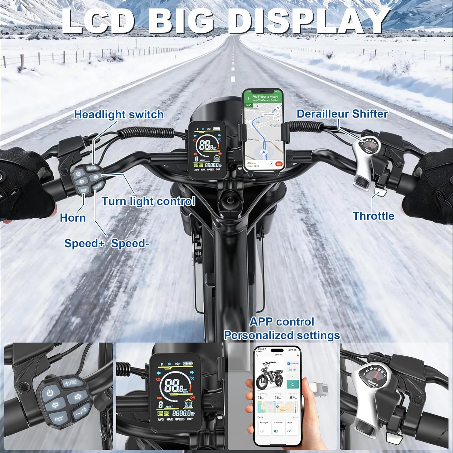 500W/750W Fat Tire Electric Dirt Bike for Adults, 48V 13.5AH/18AH Removable Battery 16"/20" Electric Motorcycle Ebikes with 31MPH Top Speed, 40-70 Miles Range, Full Suspension