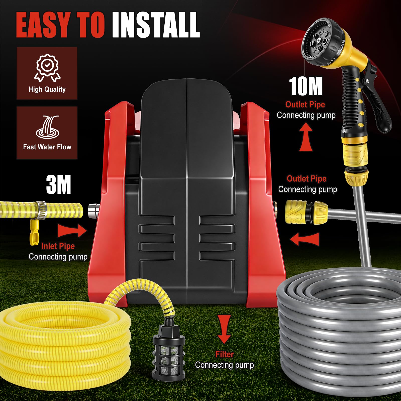Pompa per acqua compatibile con batteria Milwaukee 18V, Elettropompa autoaspirante portatile senza fili per casa, piscina, camper, giardino, vasca idromassaggio, laghetto, acquario (senza batteria)