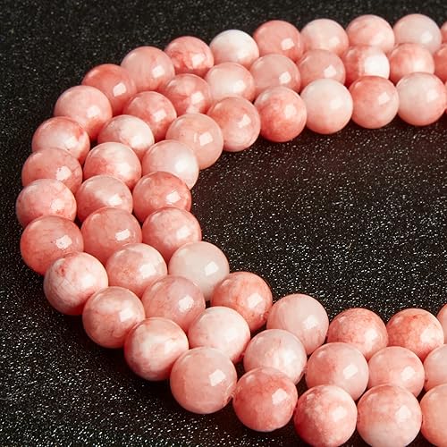 Miniatura 3 de 60 piezas de cuentas de jade rosa y blanco natural de 6 mm, cuentas de piedras preciosas redondas sueltas para hacer joyas
