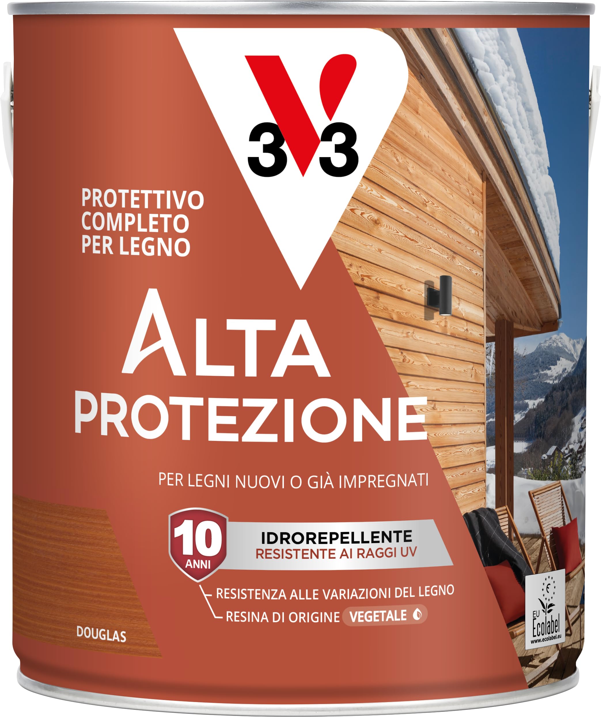 V33 Protettivo Completo per Legno Alta Protezione all'Acqua Douglas 2,5L
