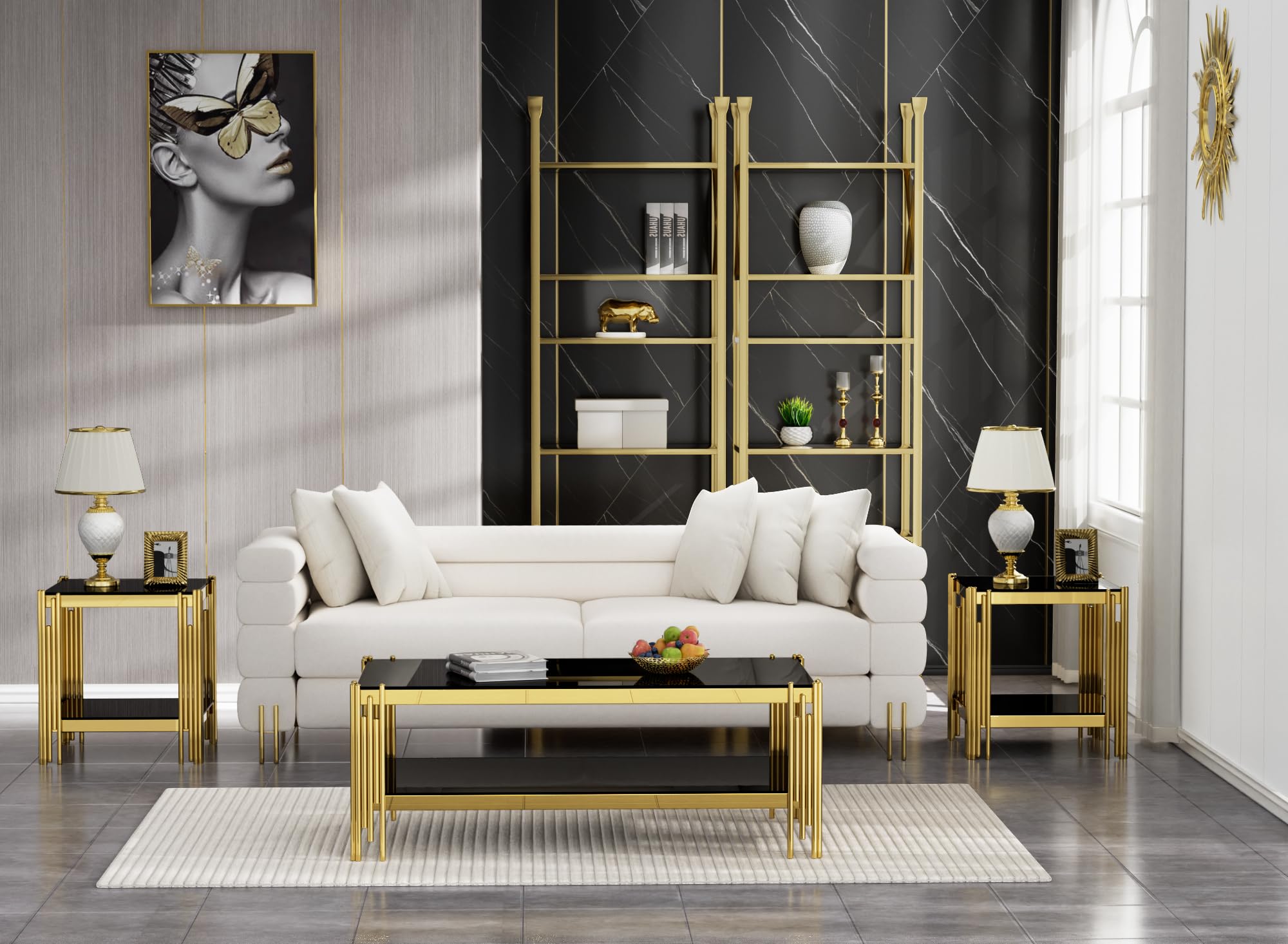 Amazon.com: Glass Coffee Table Set of 3, Luxury Coffee Table and 2 