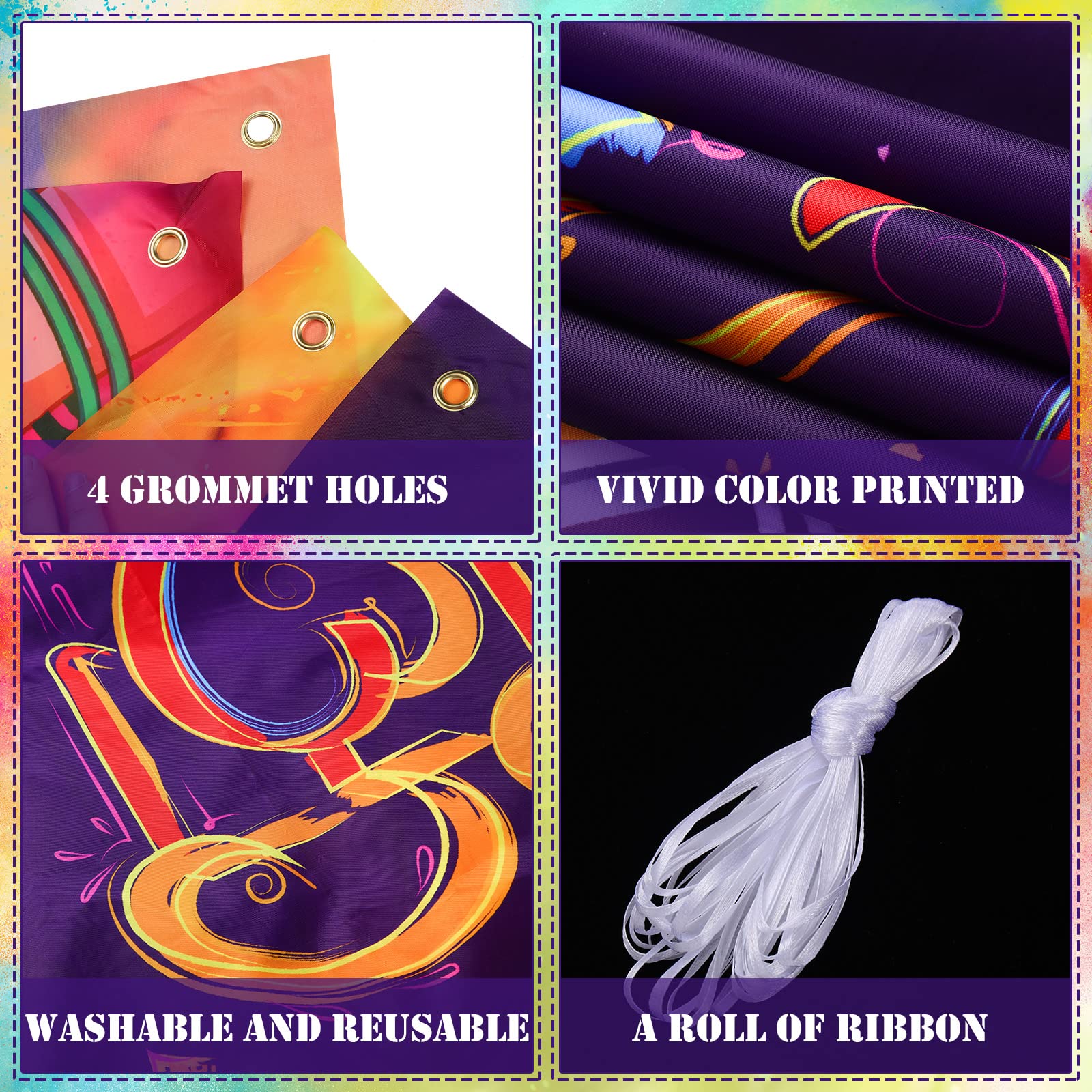 Happy Holi Fotohintergrund – Buntes Farbspritzer-Design Für Indische Feste, Fotoshootings, Partys, 1,8 X 1,1 M