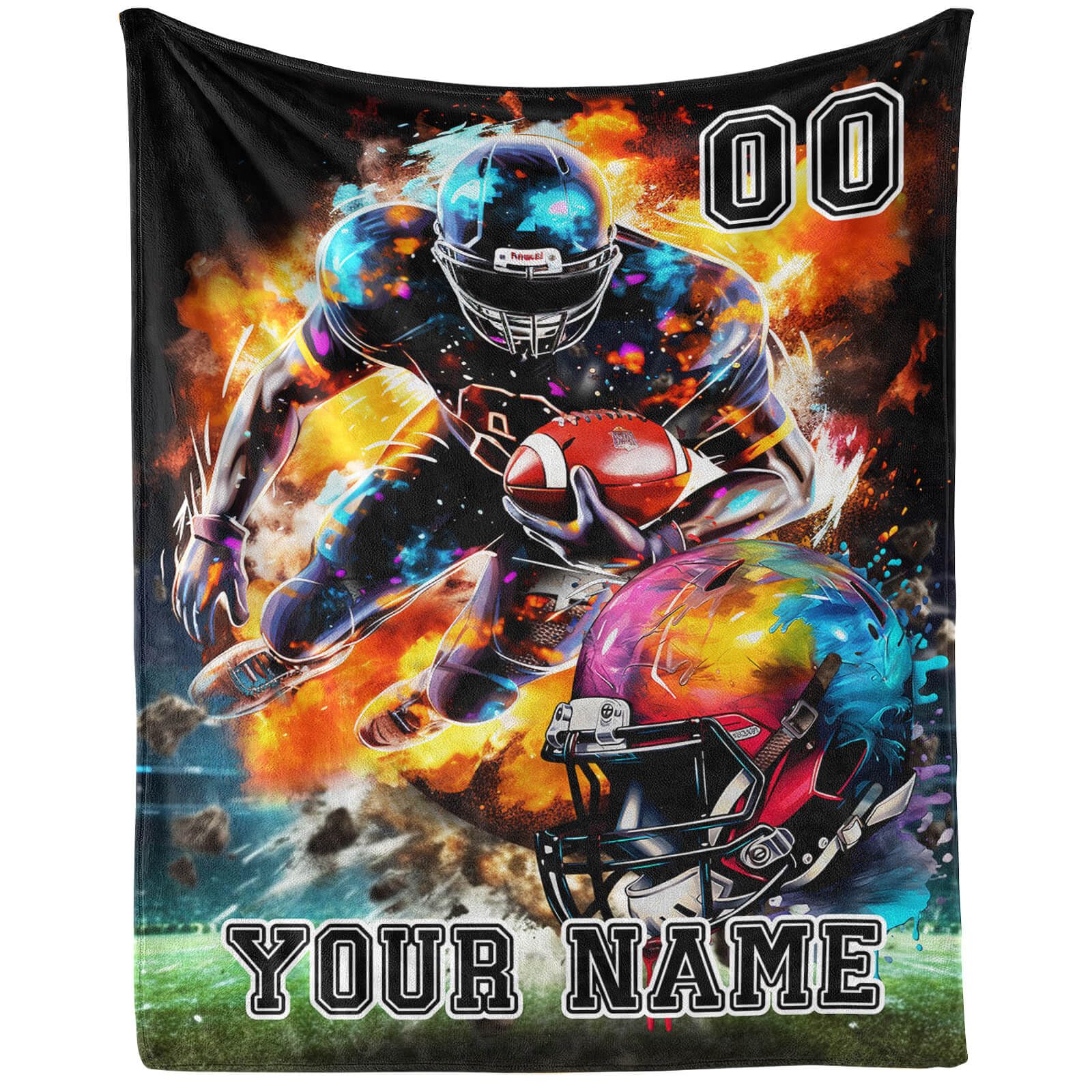Custom Football Blanket - Soft Flannel Sports Football Blankets for Girls Boys Kids Pet Football Lovers - Warm Rugby Throw Blankets for All Season Sofa Lap, Chair - 40