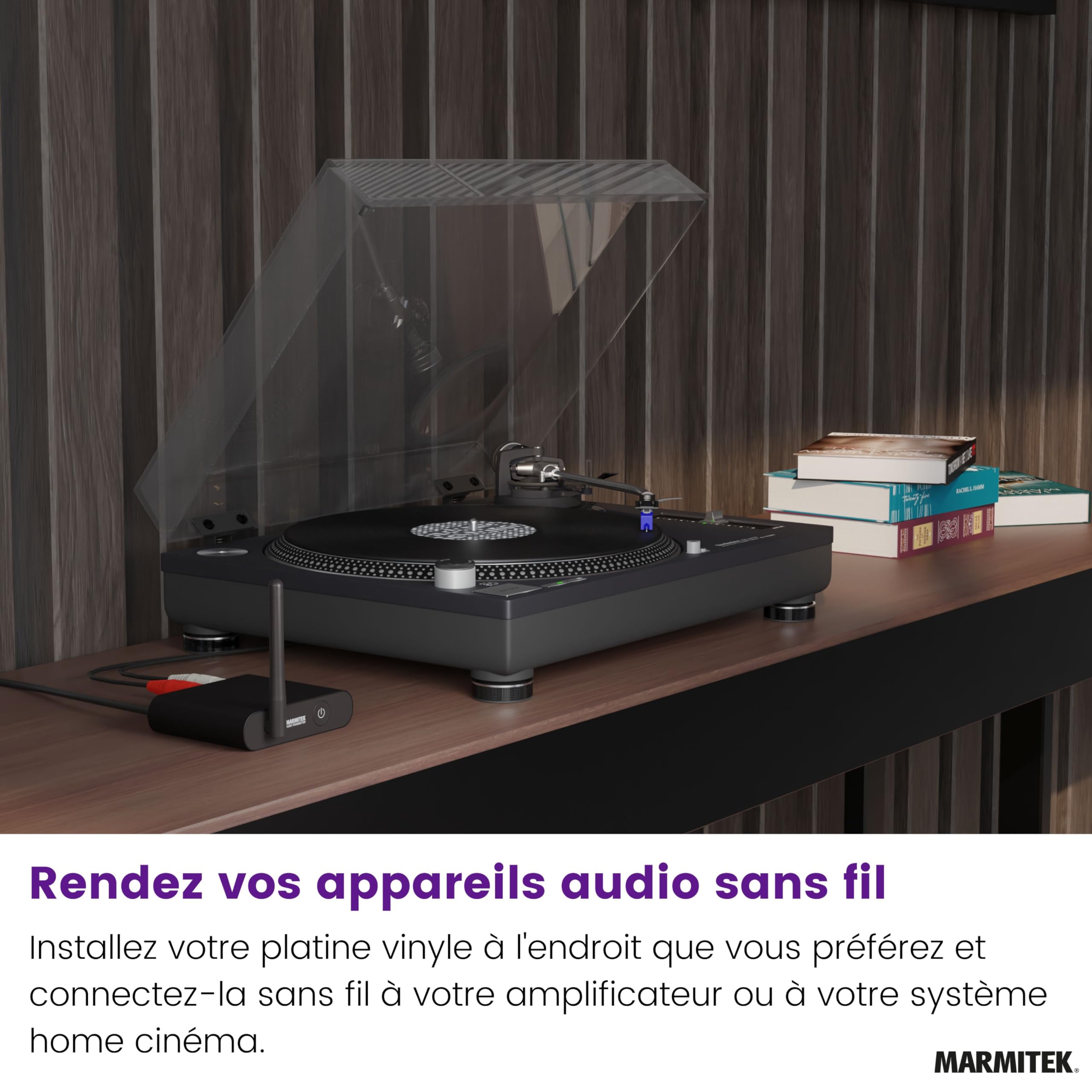 Marmitek Audio Anywhere 630 Émetteur récepteur Audio sans Fil Son TV vers chaîne Hi-Fi Qualité CD numérique Faible Latence Multiroom RCA Cinch Alimentation USB-C