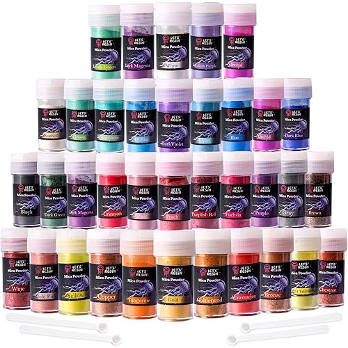 LET'S RESIN 36 Colors Mica Powder, Mica Pigment Powder for Epoxy Resin/UV Resin, Natural Colorant Dye for Soap/Candle Making, Lip Gloss,Nail Polish, Slime and Bath Bomb