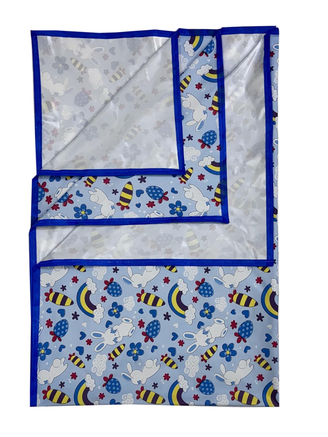 Pookie® Baby Plastic Sheet | Baby Bed Protector | Bed Wetting Protector | 0-18 Months | 90 x 135 cm (Blue Rainbow) Pookie® Baby Plastic Sheet | Baby Bed Protector | Bed Wetting Protector | 0-18 Months | 90 x 135 cm (Blue Rainbow)