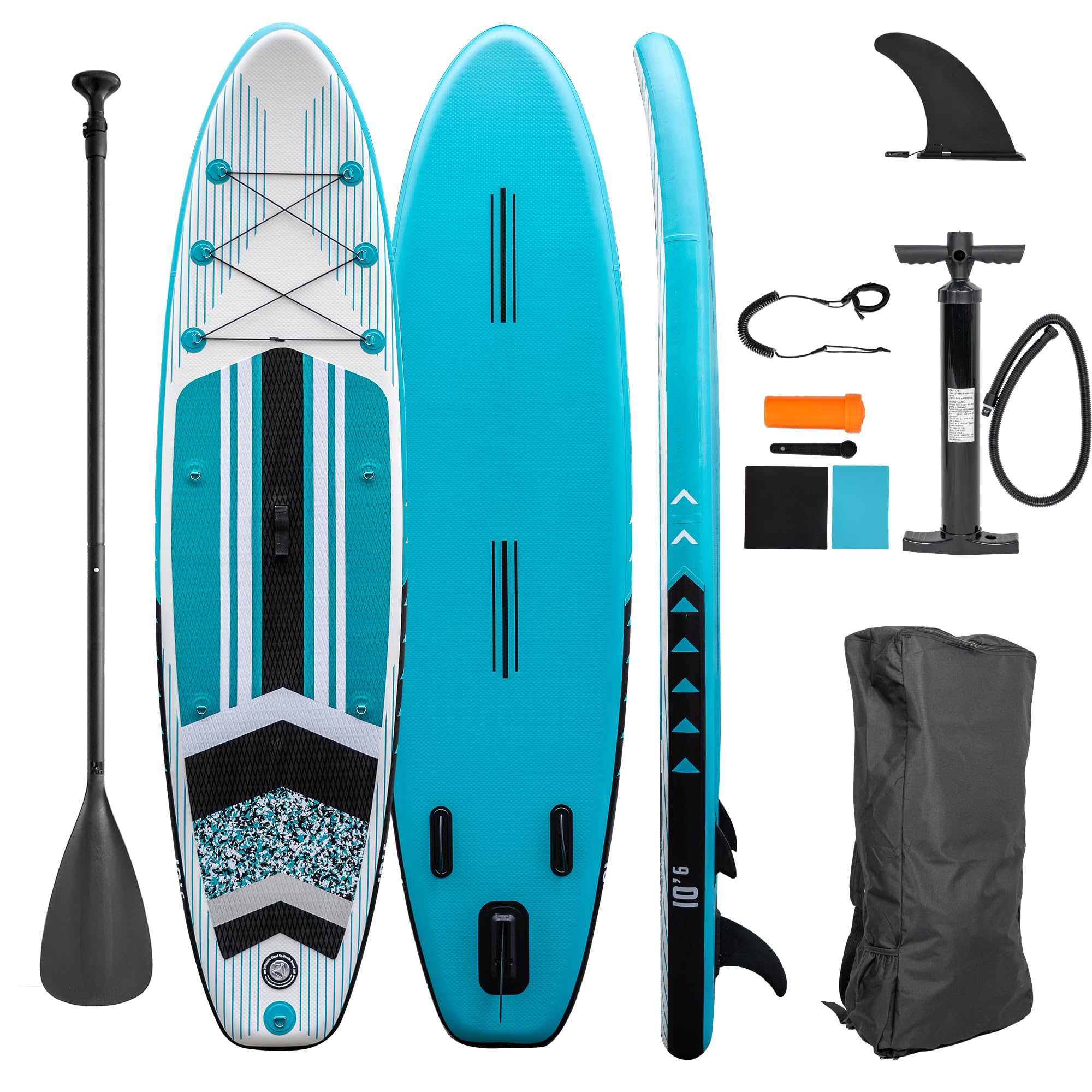 Planche de stand up paddle gonflable avec pagaie, pompe, sac à dos, kit de réparation, différentes couleurs, 320 x 81 x 15 cm