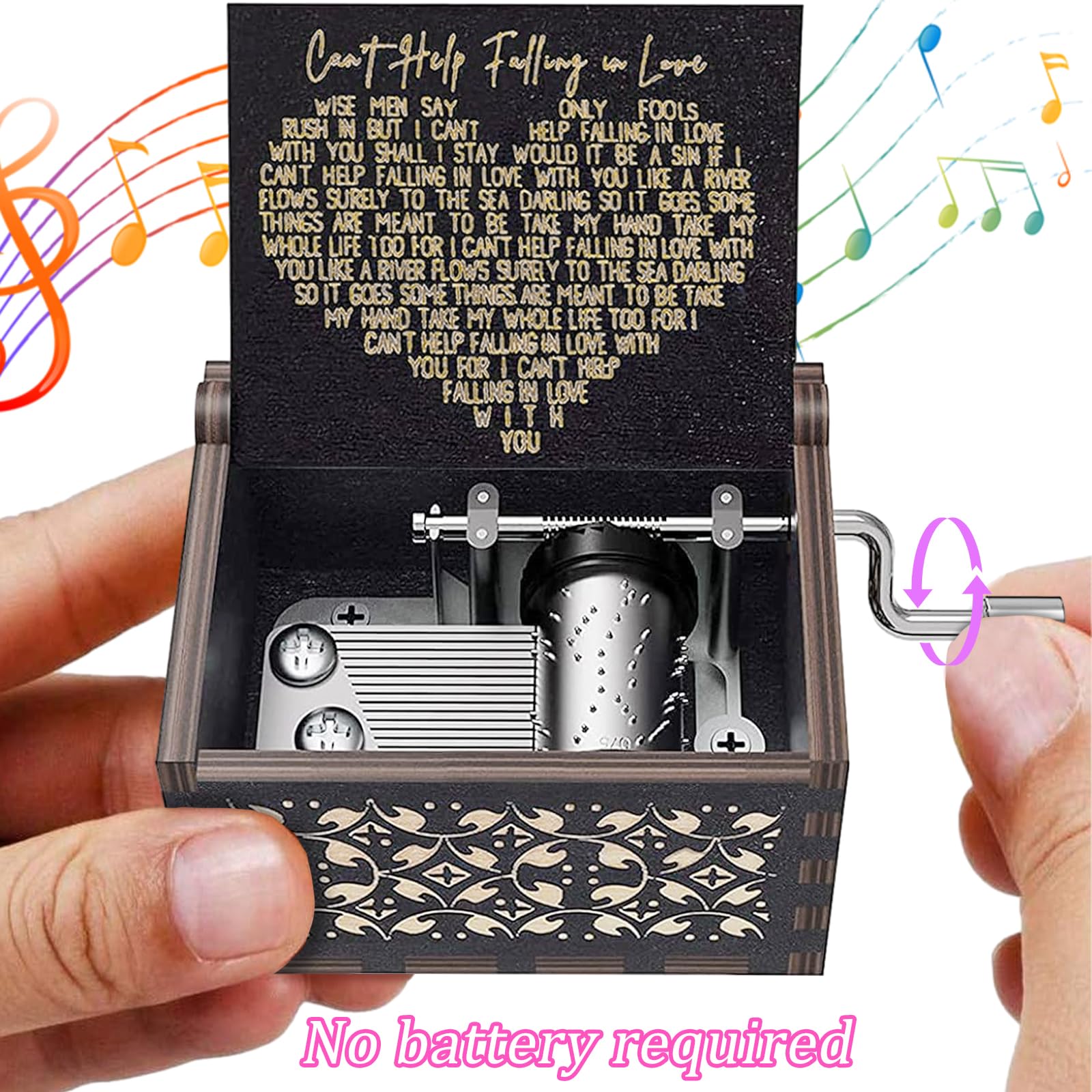 Carillon A Manovella In Legno - Melodia 'Can't Help Falling In Love' - Foto 11