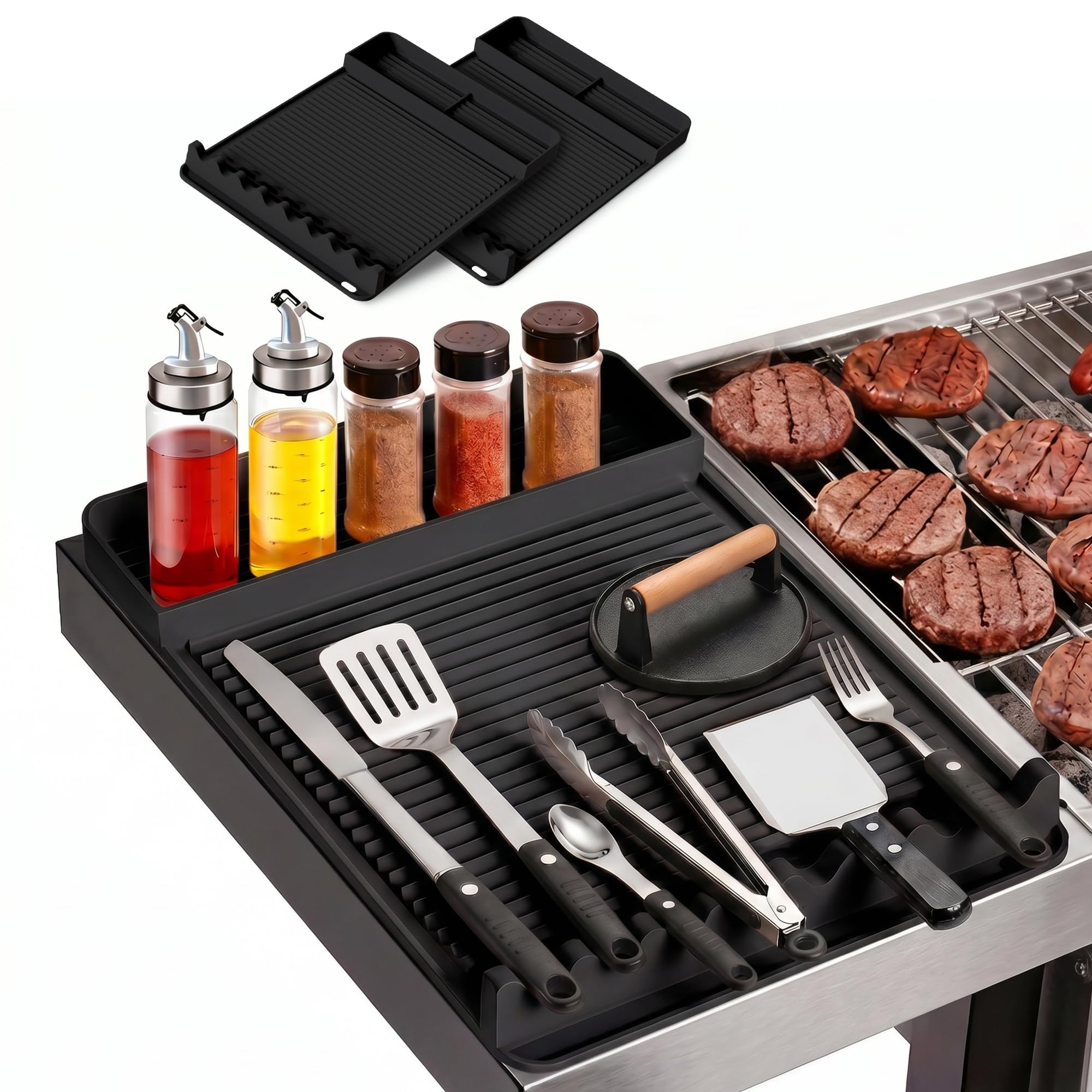 Silicone Grill Mat for Blackstone Griddles 2 Pack, Black