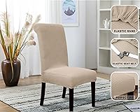 Vista 4 de SPRINGRICO Paquete de 2 fundas para sillas de comedor con cinturón de seguridad, fundas elásticas para sillas Parsons lavables, fundas protectoras