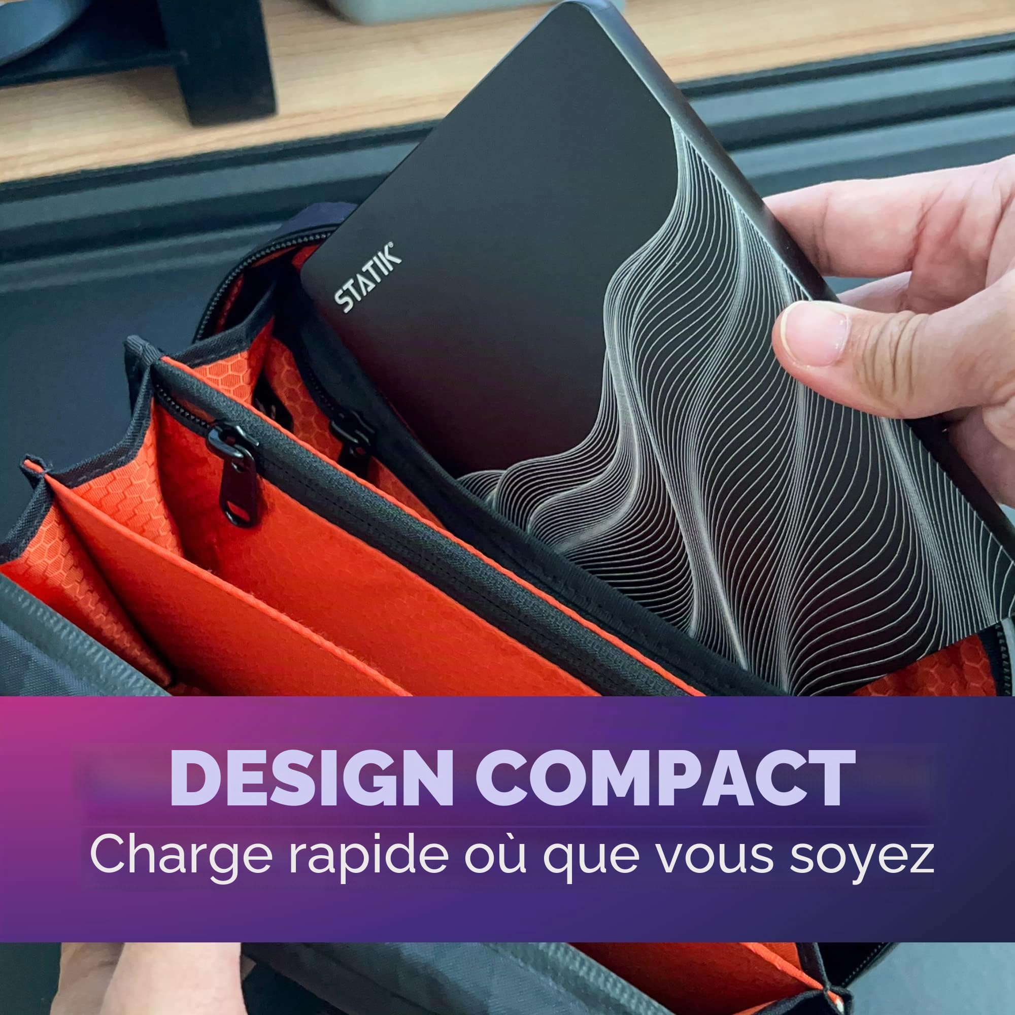 Statik Batterie externe pour ordinateur portable 65 W 20 000 mAh | Charge rapide puissante et fine | Charge 3 appareils à la fois | Chargeur portable USB-C pour ordinateur portable, batterie externe