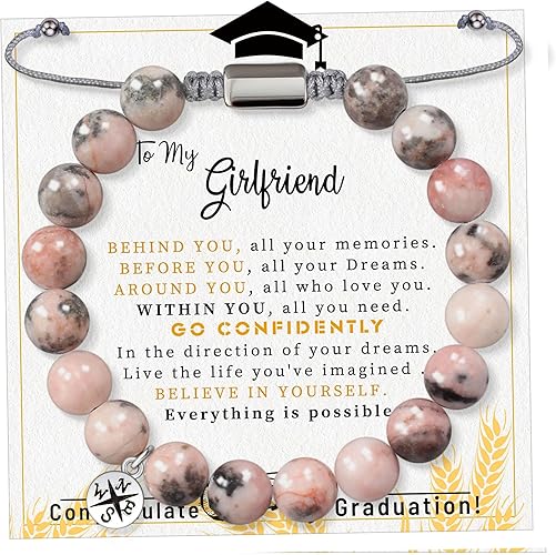 Stocking Stuffers for Teens, Christmas Gifts for Mom from Daughter Beaded Bracelets for Women Teen Girl Gifts Adjustable Charm Link Bead Birthday Graduation Gift for Her Girlfriend Sister