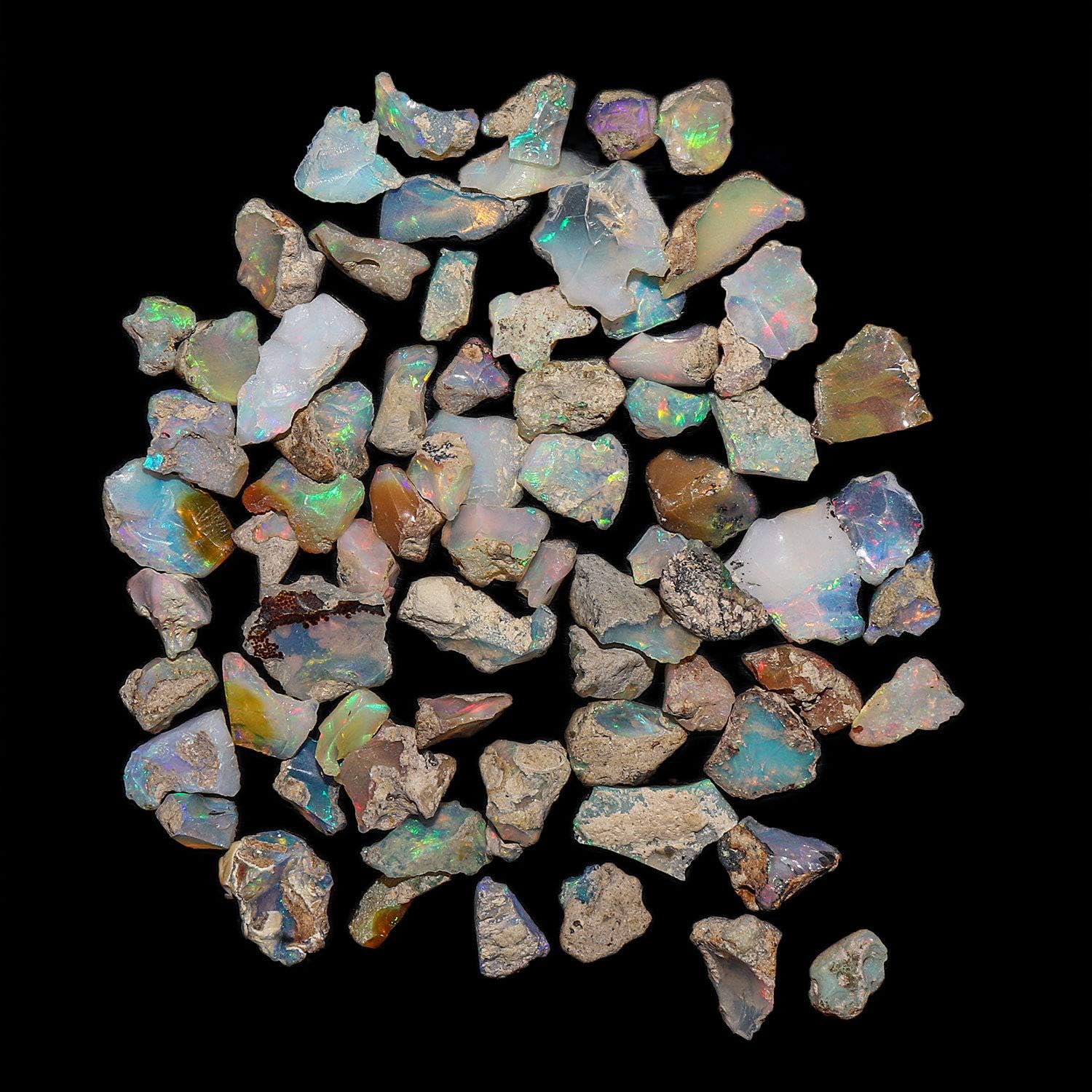 Natural Raw Ethiopian Opal Crystals DIY Jewelry Gemstones Supplies Natural Fire Opal Loose Crystals Chkara Healing Reiki Wicca Crystals Multi Color Gems Handpicked Assortment