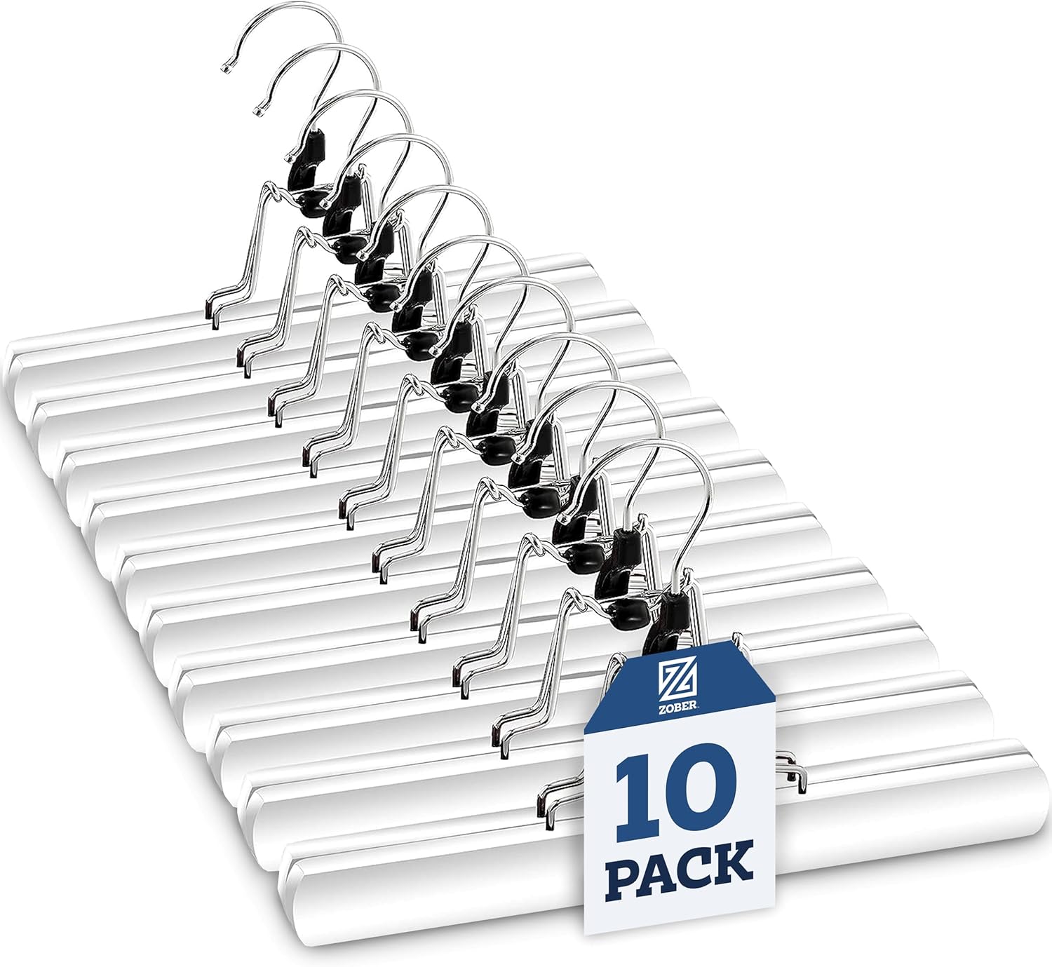 Premium Wooden Trouser Hangers (Set of 10) Solid Lacquered Non Slip