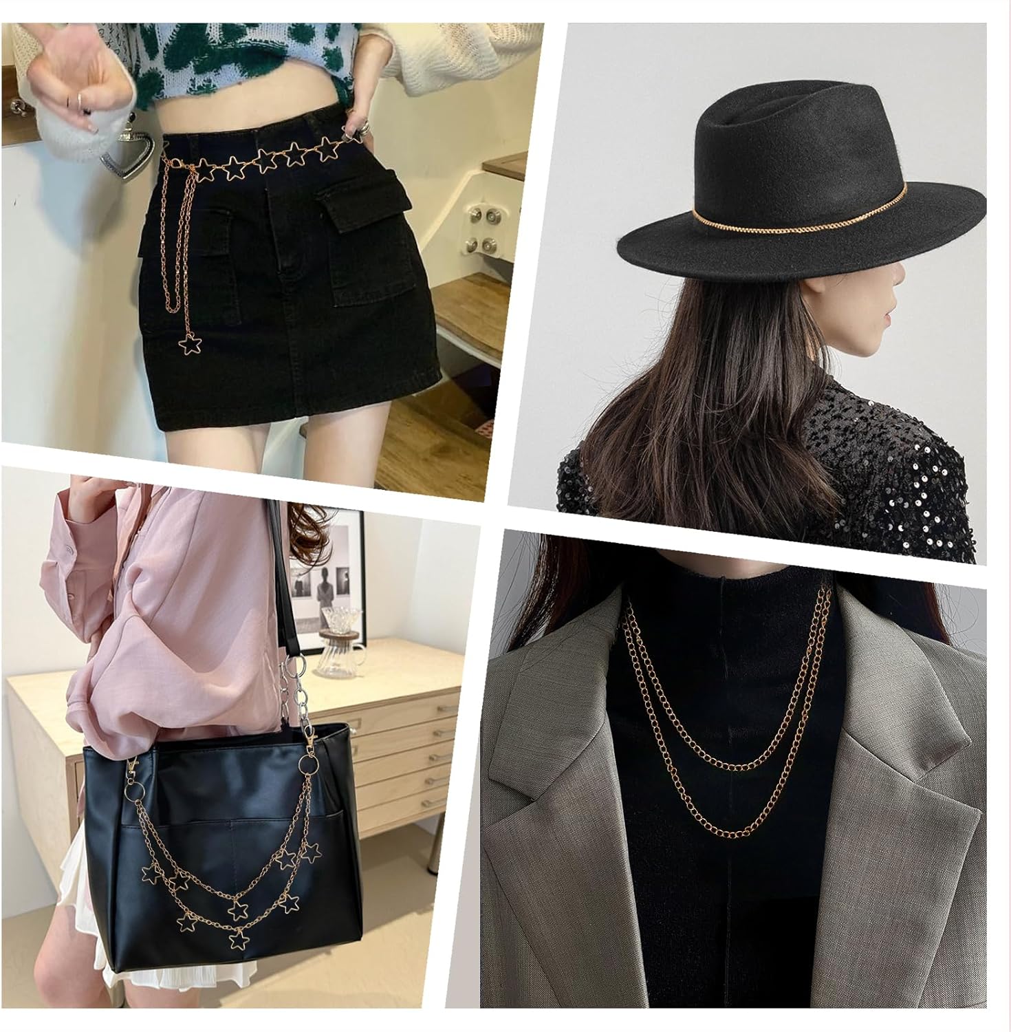 Chain Belt, 5 Pcs Waist Chain Belt Jeans Pants Chain Wallet Chain Pocket Silver Chain Belt Y2K Goth Accessories Punk Dress Body Belly Chain for Women Men - Image 7