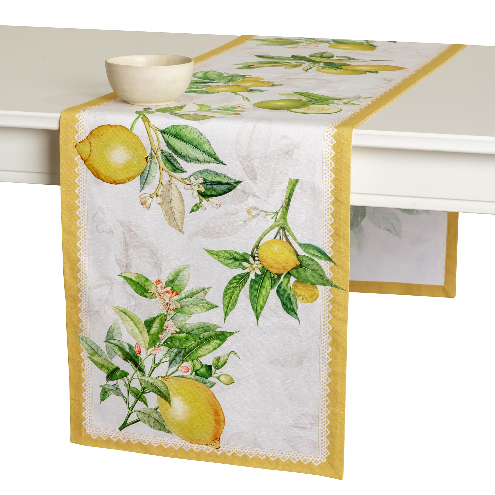 Maison d'Hermine Tischläufer, 100 % Baumwolle, einlagig, 150 cm lang, für Zuhause, Küche, Esszimmer, Party, Hochzeit, Brautparty, Frühjahr Sommer (Limoncello, 50 cm x 150 cm)