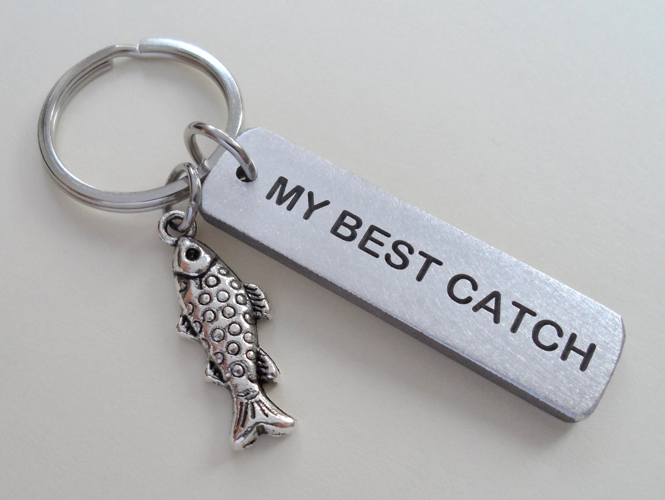 My Best Catch Gravé South de l'aluminium Tag Porte-clés et poisson Charm Porte-clés, Couples Keychain