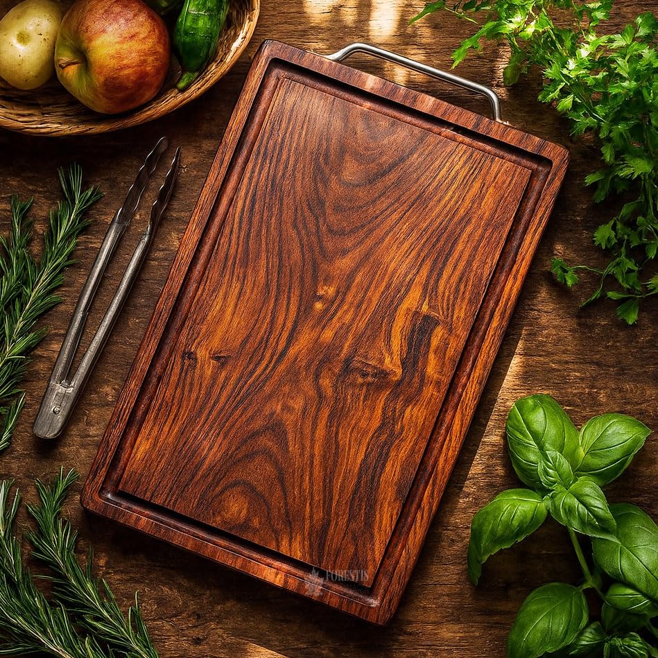 Image of Single Block Rosewood Chopping Board,Processed and Seasoned with Food Grade Mineral Oils,| Wooden Cutting Board for Kitchen(15x10 Inches) (Rosewood)