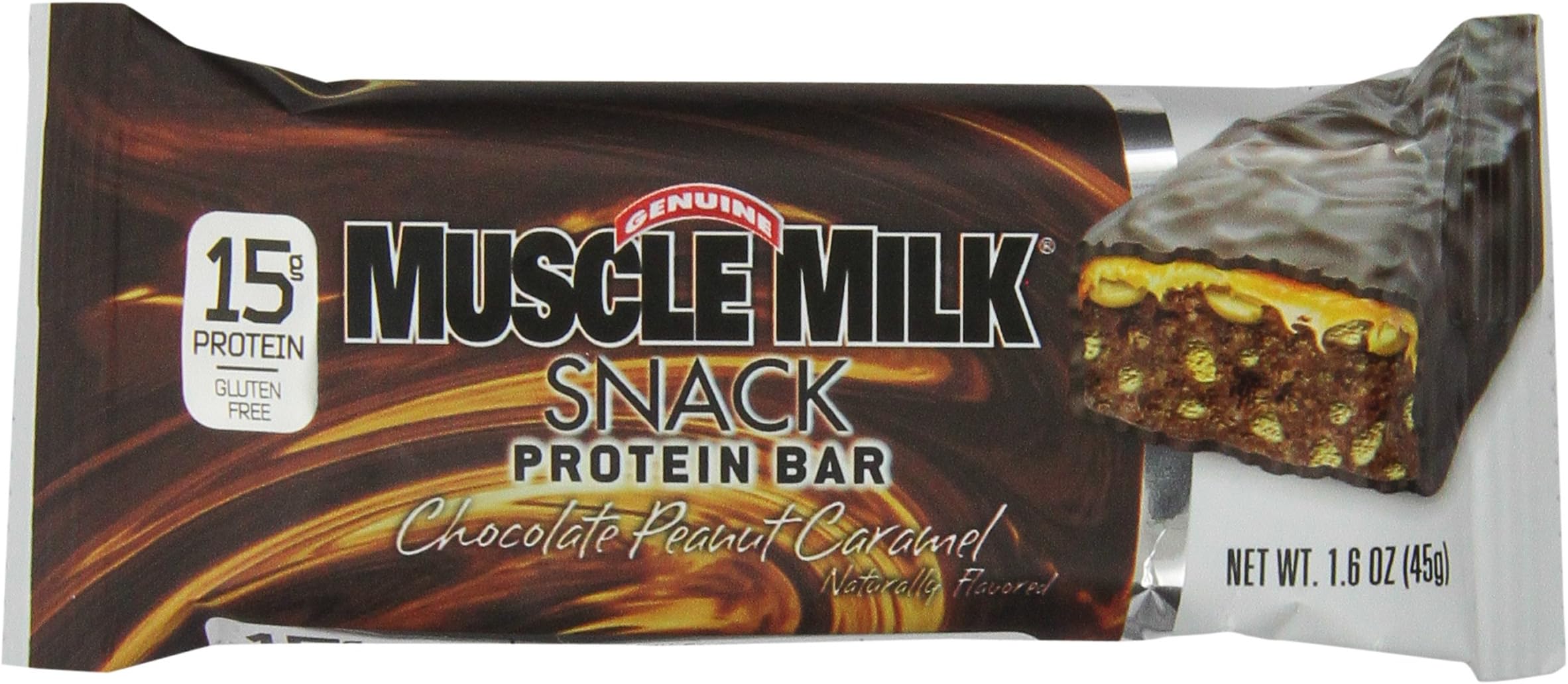 CytoSport Muscle Milk Snack Protein Bar, Chocolate Peanut Caramel, 45 g., pack of 12