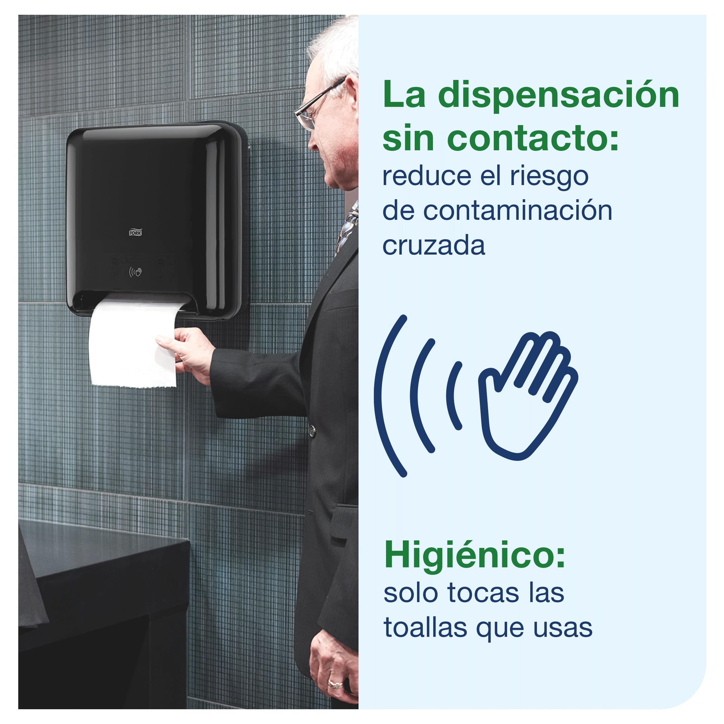 Tork Matic Dispensador Automático de Toallas de Mano en Rollo Negro H1, Dispensación una a una, Línea Elevation, 551108