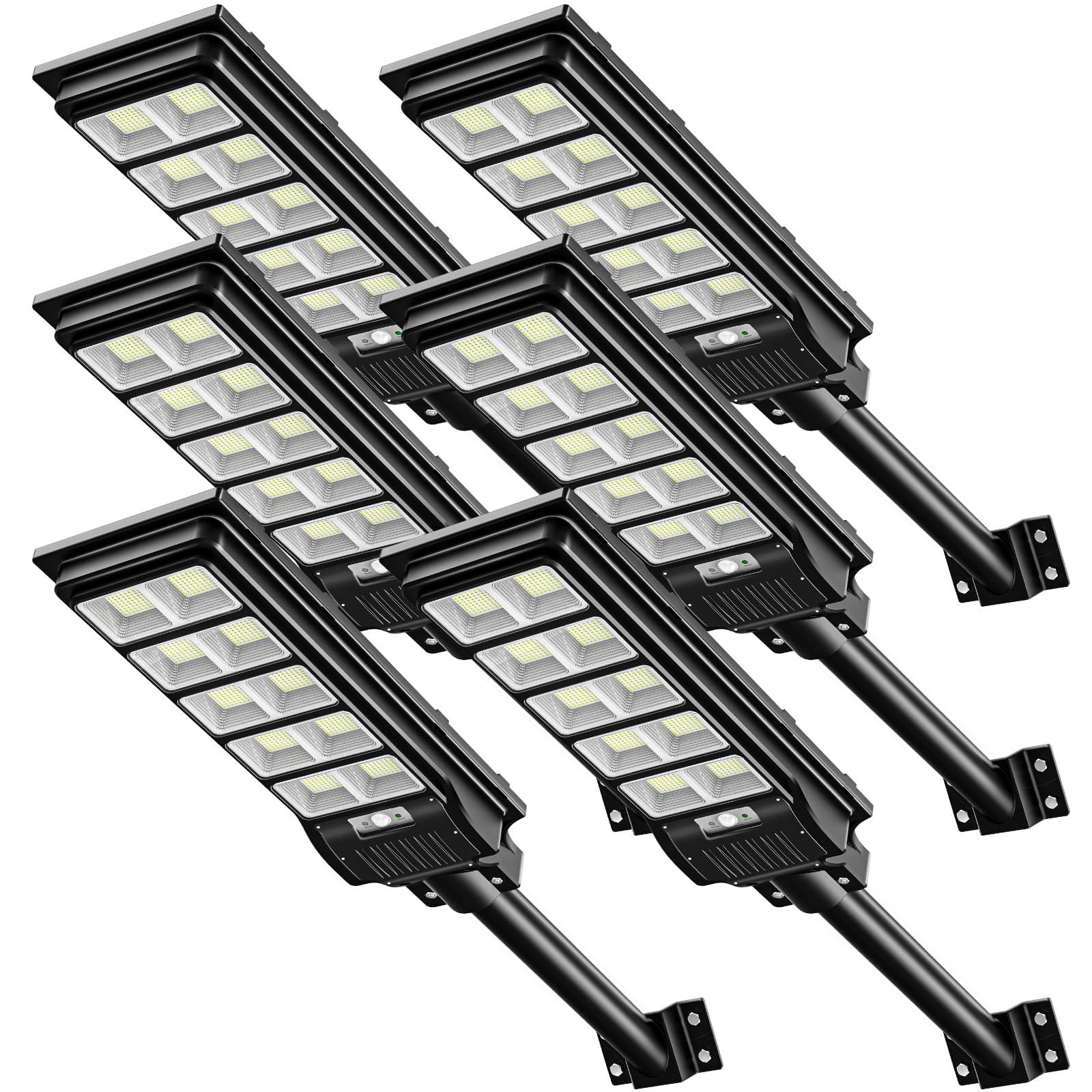 papasbox Paquete de 6 farolas solares LED de 500 W con control remoto | Luz de seguridad vial con energía solar de 6500 K y sensor de movimiento | Farola exterior con luz solar