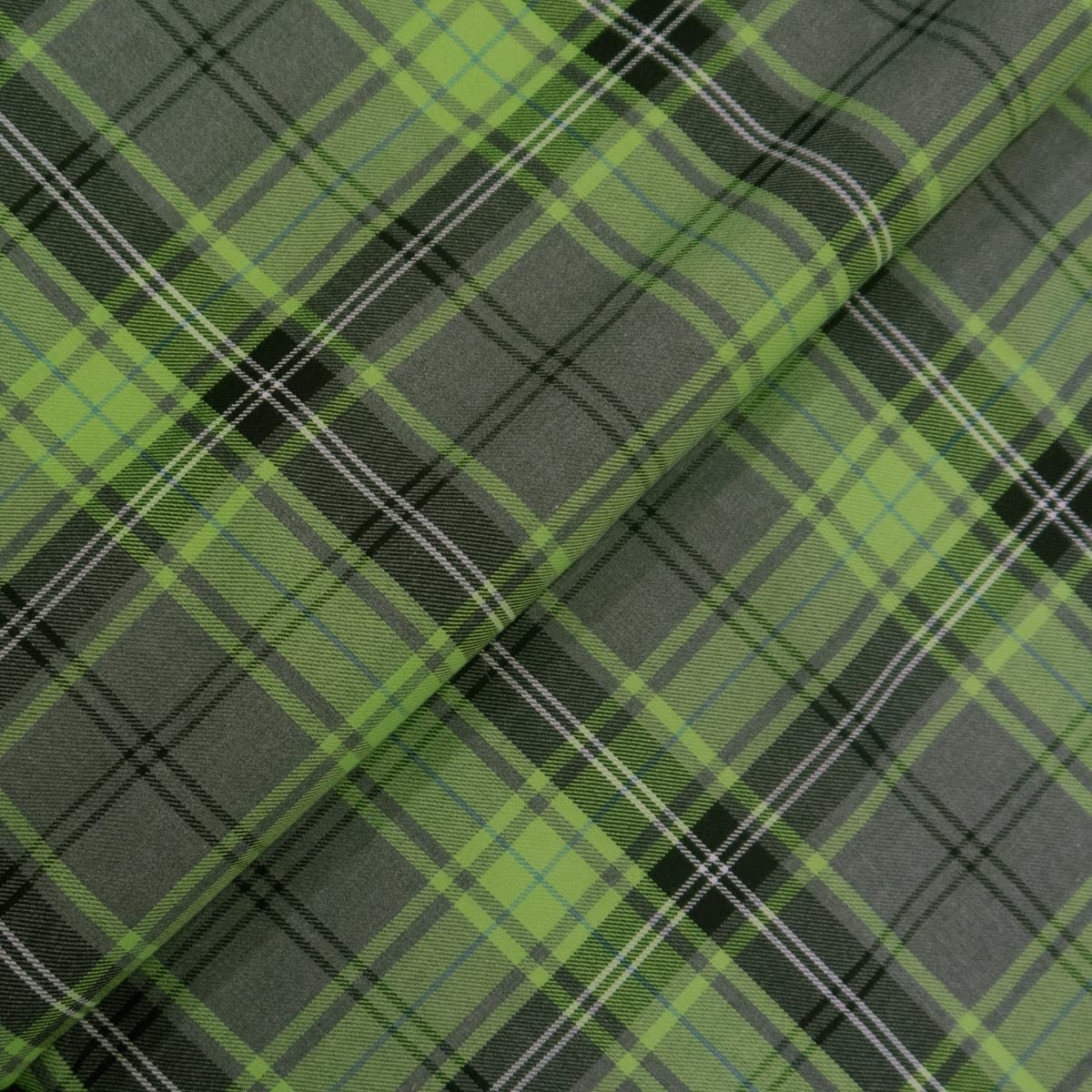Discount Fabrics Ltd Grey Lime D92 Quality Plaid Check Polyviscose Tartan Fabric 58" Wide (, Fat Quarter)