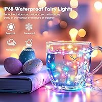 Vista 4 de Brightown Paquete de 12 luces LED de hadas de Pascua en colores pastel, operadas con pilas, cable plateado impermeable de 7 pies, 20 luces LED