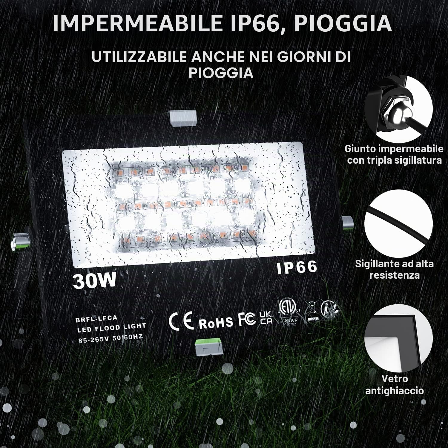 ChangM, 4 faretti LED RGB da 30W, controllo tramite APP Bluetooth, 16 milioni di colori, faro proiettore intelligente, IP66, impermeabile, per esterni, faretti da giardino per creare atmosfera