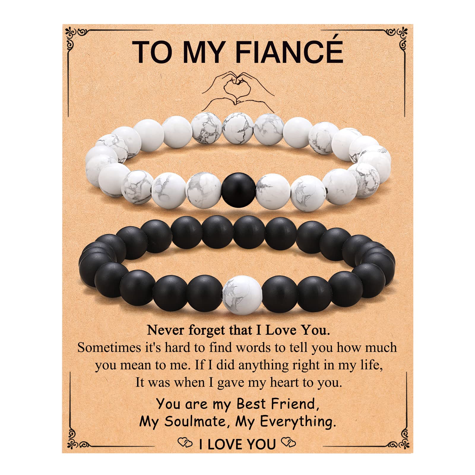 Matching Bracelets for Couples/Soulmate/Man/Husband/Girlfriend/Boyfriend/Fiance, Anniversary Valentines Day Gifts, Small