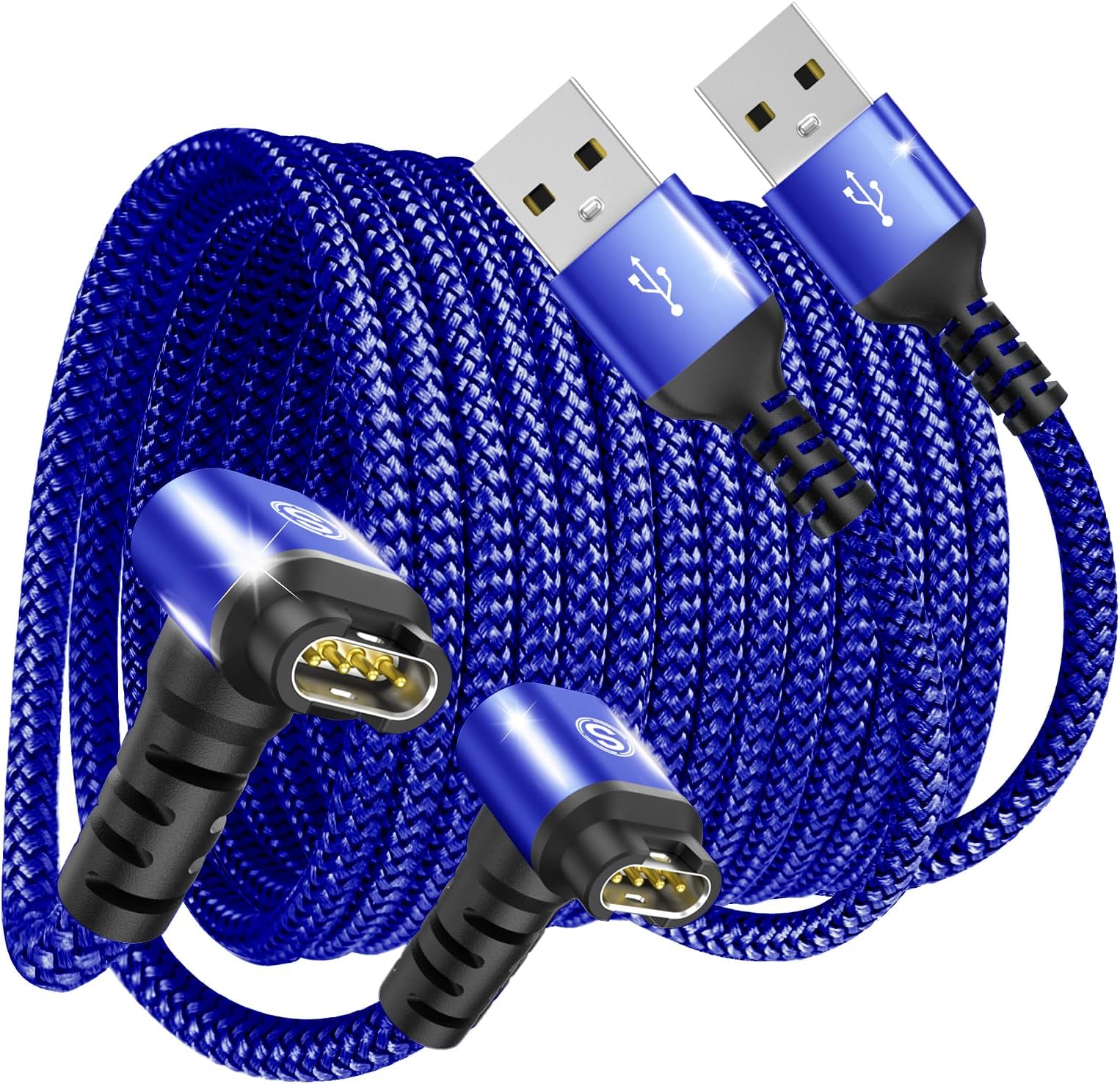 Sweguard Garmi n Watch Charger Cable Right Angle [2-Pack,1.2M] Compatible with Garmi n Fenix 7 7S 7X 6 6S 6X 5 5S 5X Plus Pro,Forerunner 955 965 45 45S 245,Instinct,Approach S62,Vivoactive 4 4S,Venu