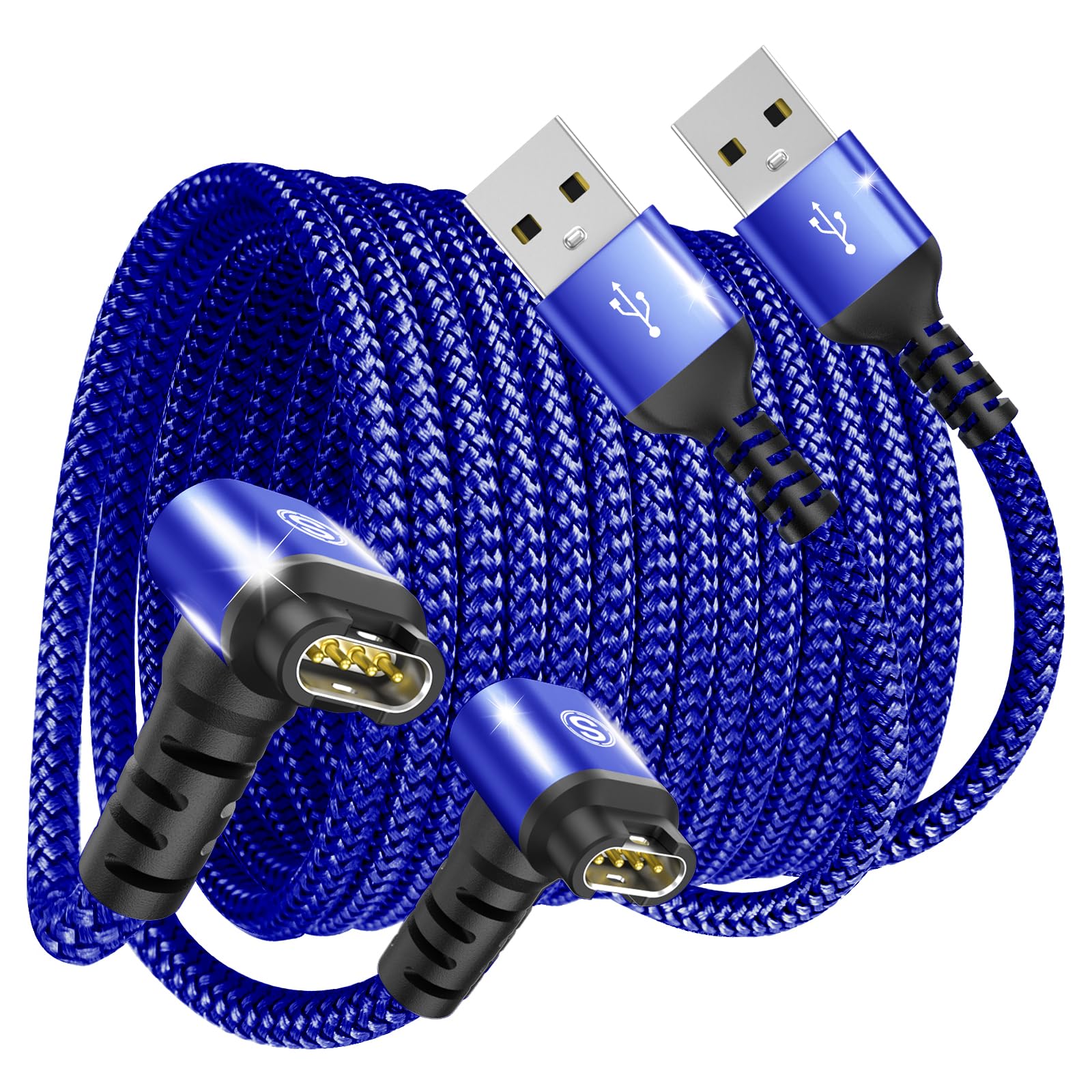 Sweguard Garmi n Watch Charger Cable Right Angle [2-Pack,1.2M] Compatible with Garmi n Fenix 7 7S 7X 6 6S 6X 5 5S 5X Plus Pro,Forerunner 955 965 45 45S 245,Instinct,Approach S62,Vivoactive 4 4S,Venu