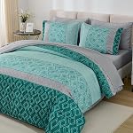 Dinjoy Boho Queen Comforter Set Brown,7 Lit en pièce dans un sac Queen Taille Lightweight Bedding Sets de confort rayé avec des draps pour la famille toute la saison