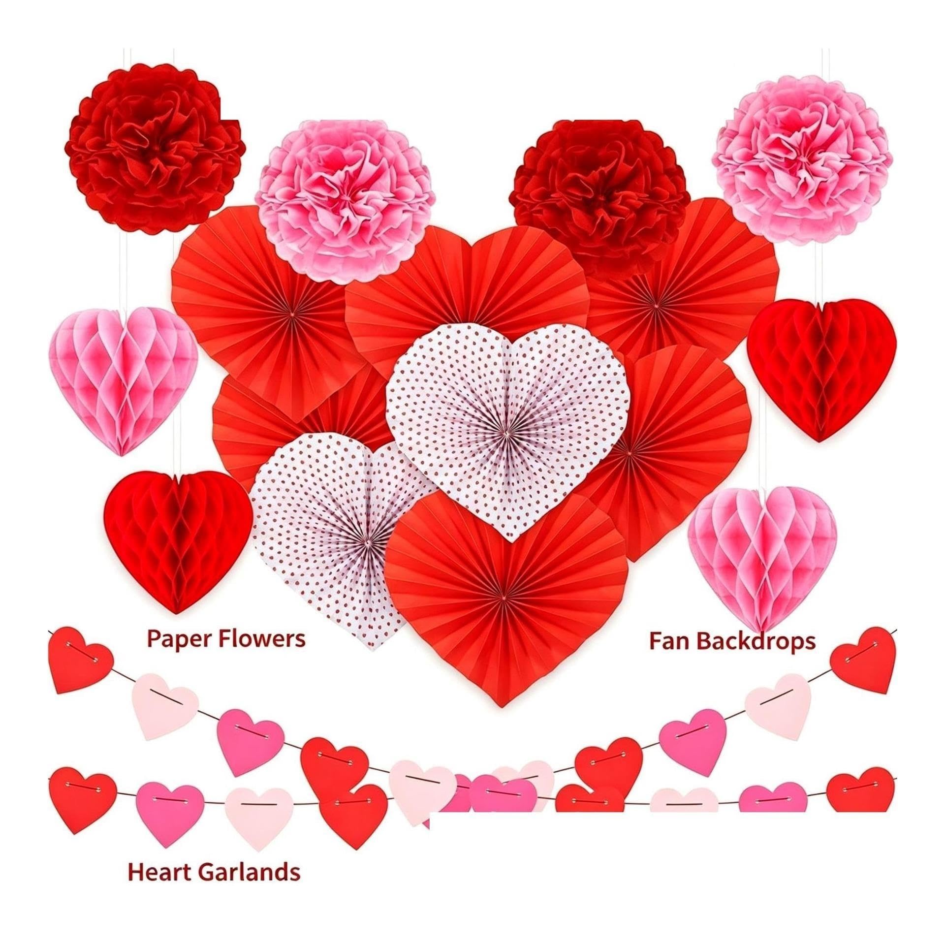 1 Juego De Decoración Abanico Papel Amor Para Decoraciones