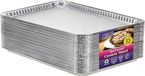 Sartenes de aluminio de tamaño medio texturizado para galletas, 15 unidades, bandejas antiadherentes duraderas para hornear de 15.87 x 11 pulgadas,