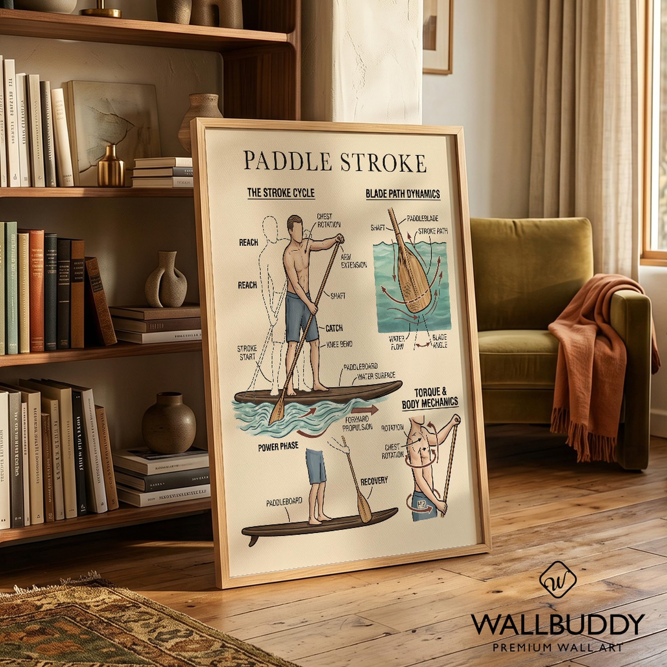 Wallbuddy Arte de pared de técnica de paddlebo (60 x 90 cm, Marco de Roble)