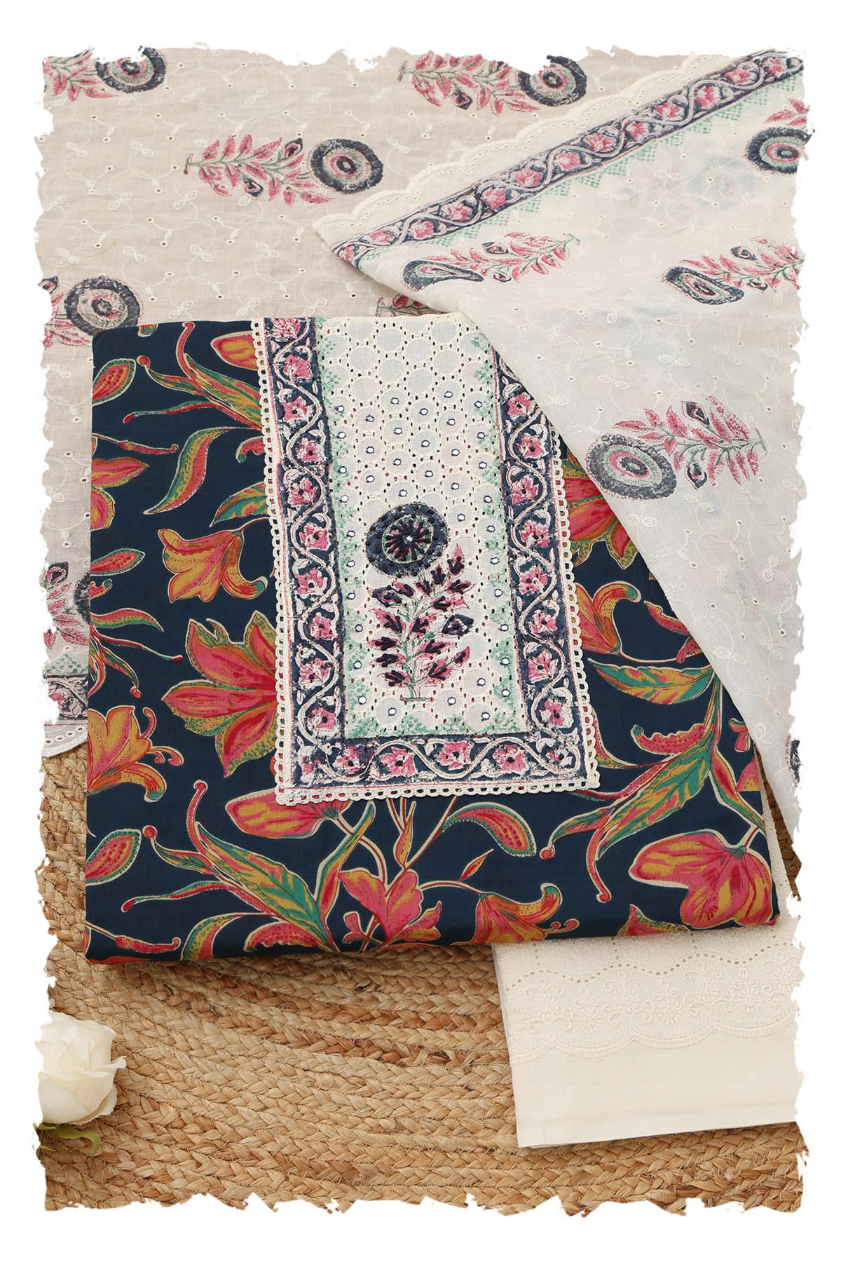 soch Womens Cotton Botanical Block Print Chikankari Embroidered Dress Material-picture-28