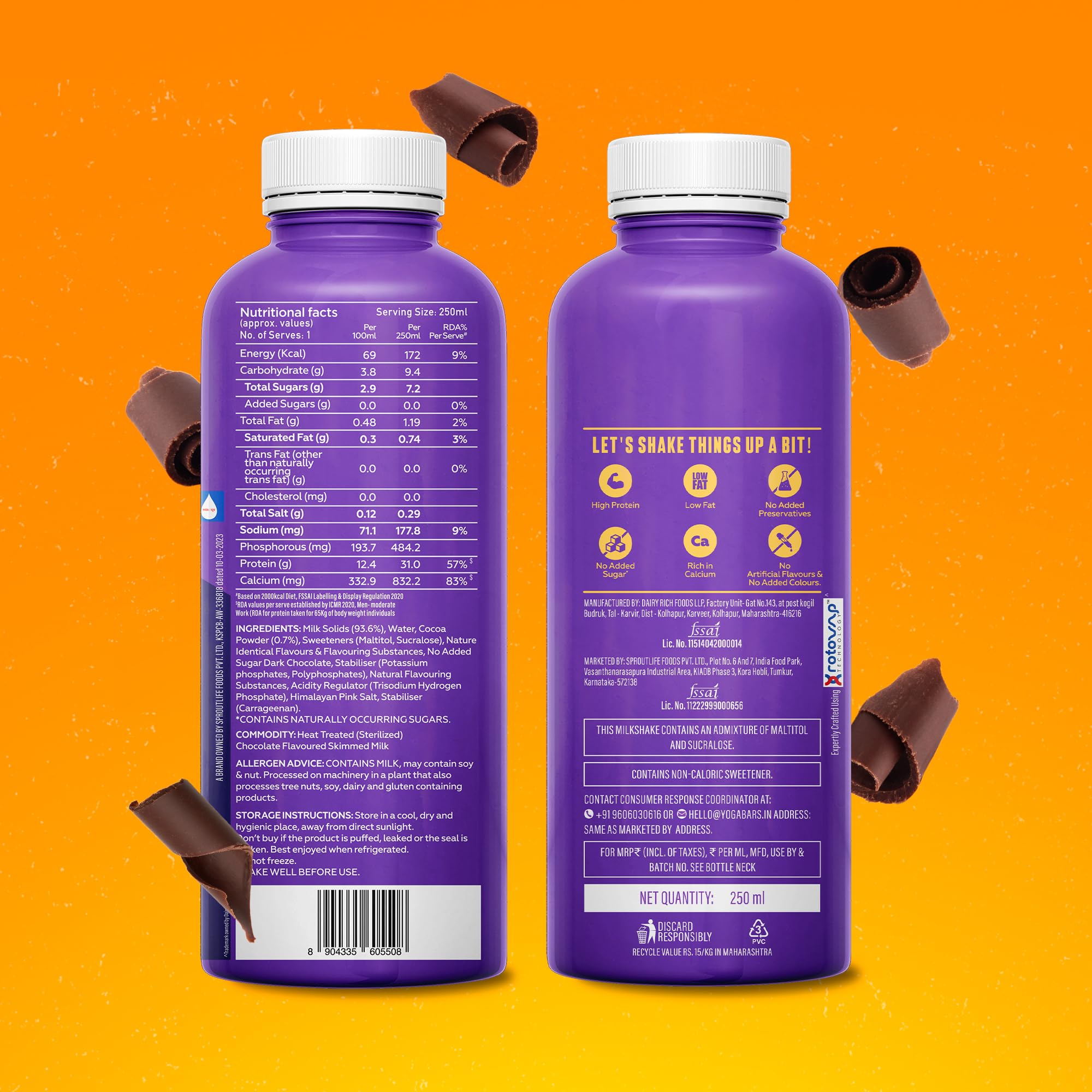 Yogabar Protein Shake 31g with No Added Sugar, Double Chocolate Flavor, Low Fat, Rich Calcium, Ready-to-Drink Milkshake, 250ml — Amazon image 8