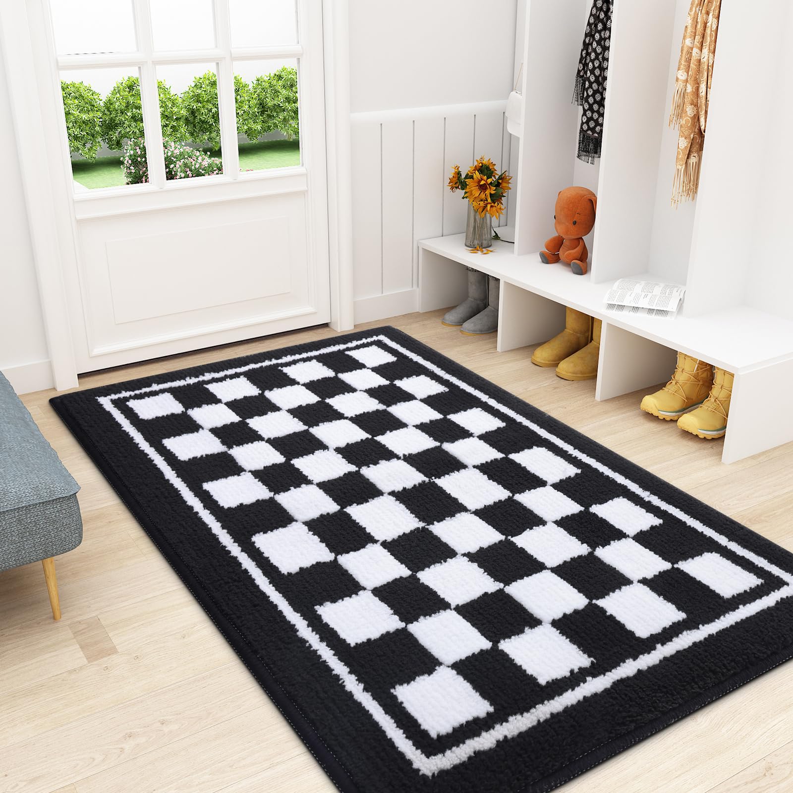 smiry Door Matts Indoor, Super Absorbent Entrance Door Mat, Machine Washable Inside Doormat, Low-Profile Dirt Trapper Mat