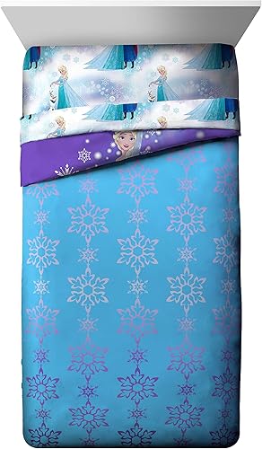 Miniatura 3 de Jay Franco Disney Frozen Magical Winter - Paquete de 9 piezas para dormitorio, incluye edredón matrimonial, juego de sábanas matrimonial y almohada