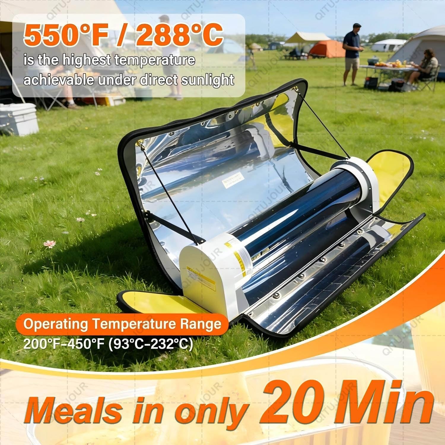 Solarna kuchenka grillowa, składana kuchenka kempingowa ze stali nierdzewnej, przenośny piekarnik solarny 4,5 l dla 4-5 osób, idealna na kemping na świeżym powietrzu i w podróży